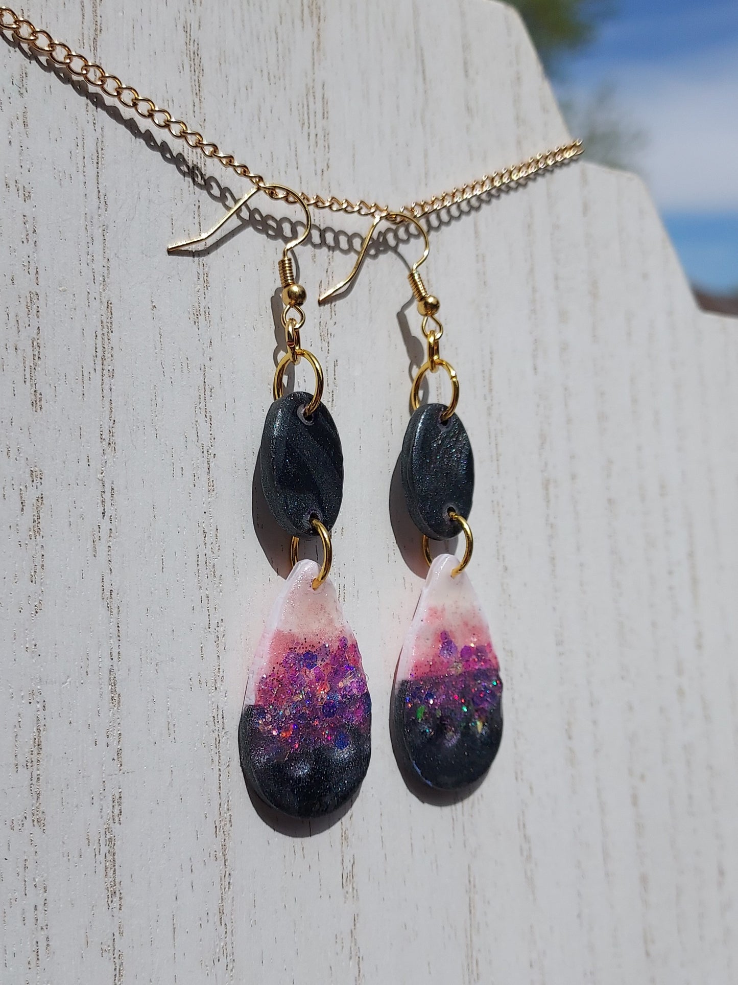 Two-Tone Clay Glitter Earrings #7