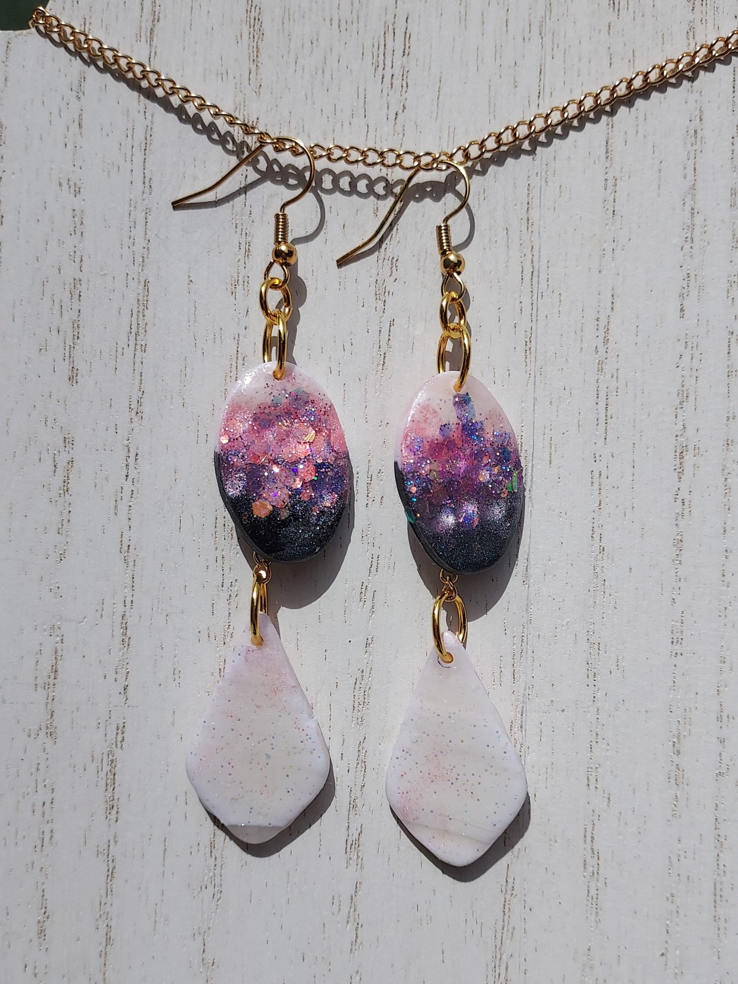 Two-Tone Clay Glitter Earrings #6