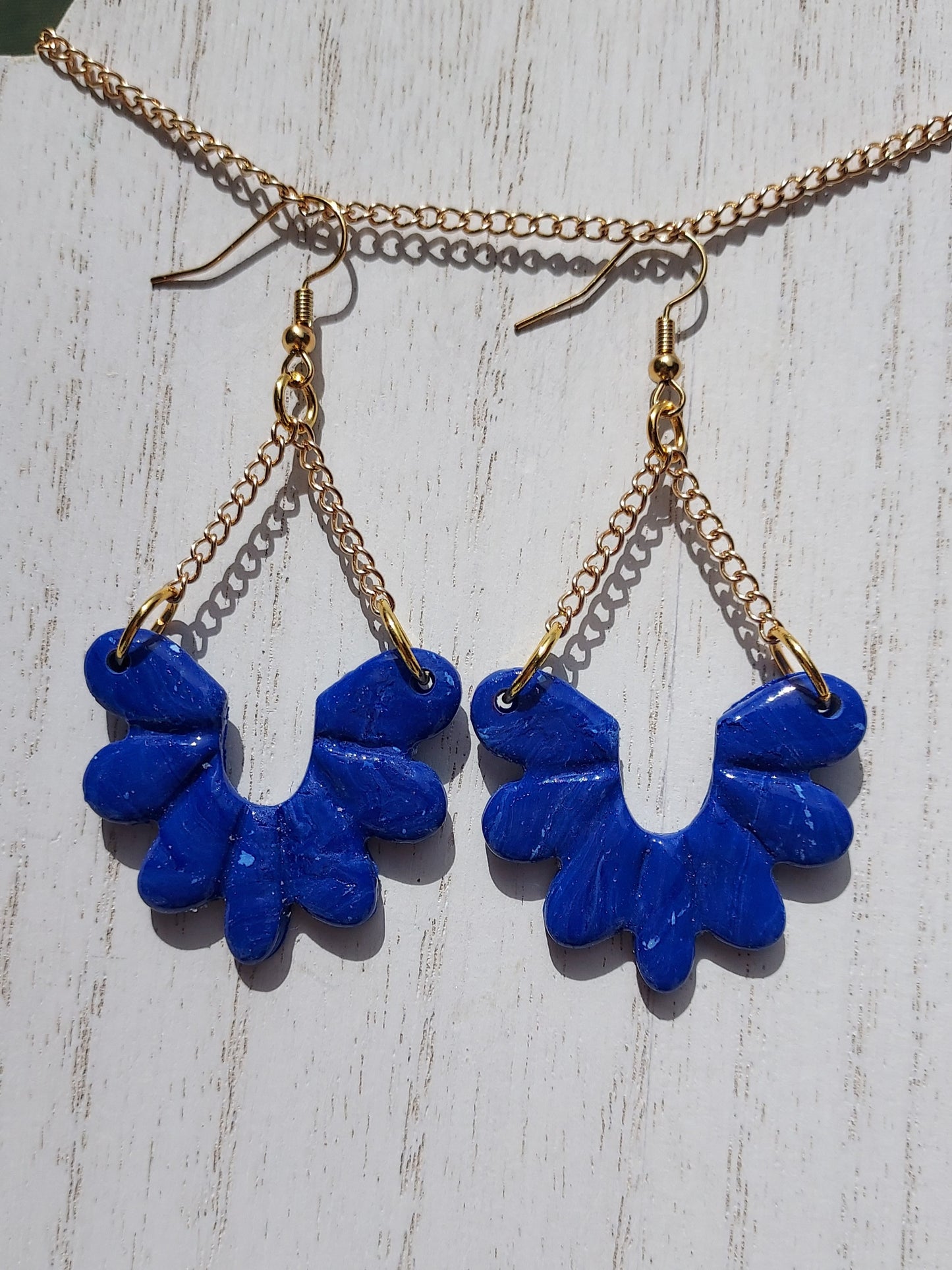 Blue Marble Clay Earrings #5