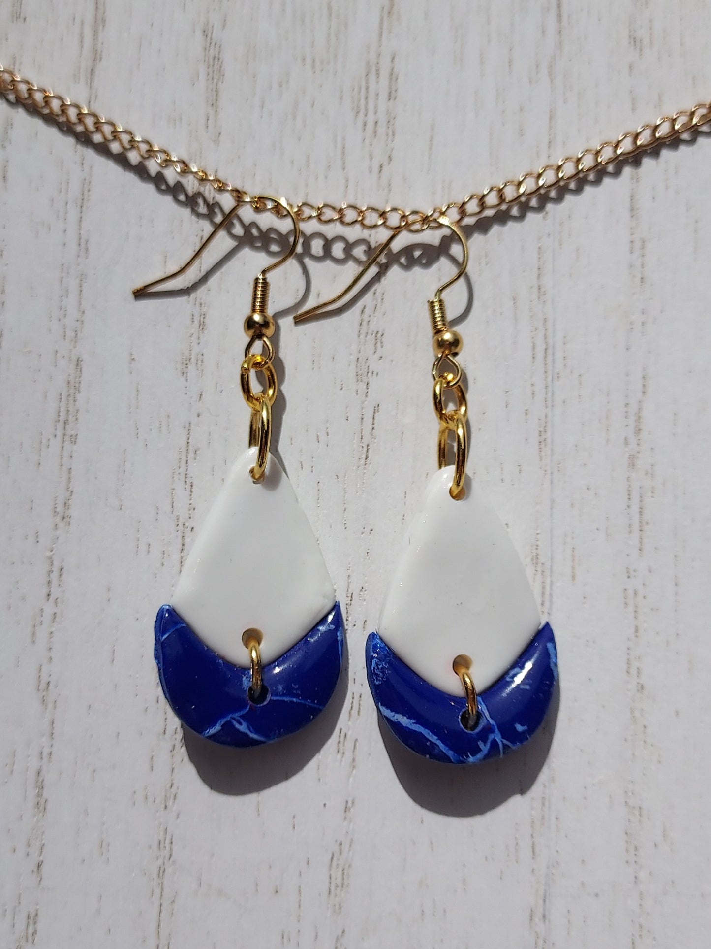 Blue Marble Clay Earrings #2