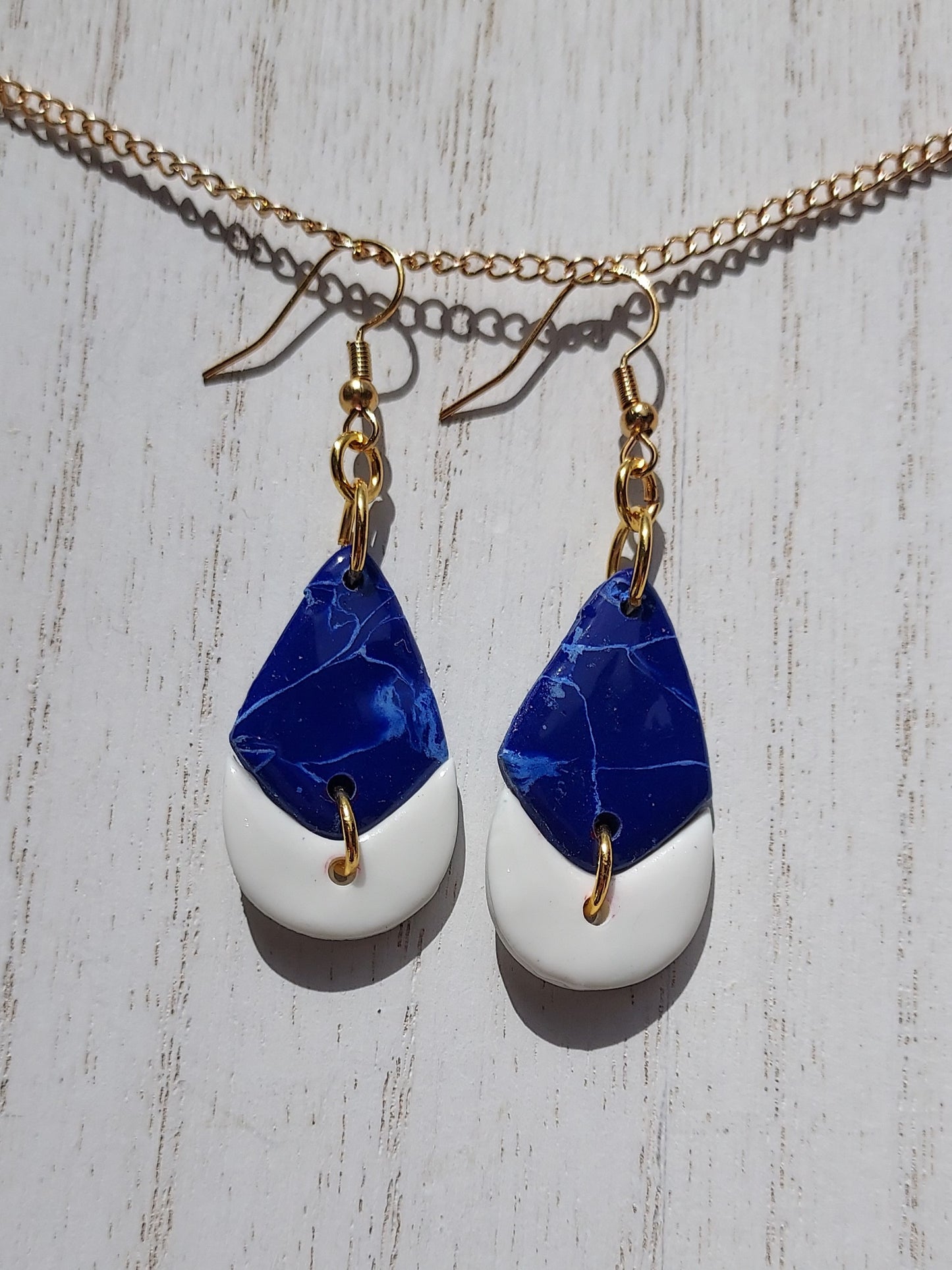 Blue Marble Clay Earrings #3