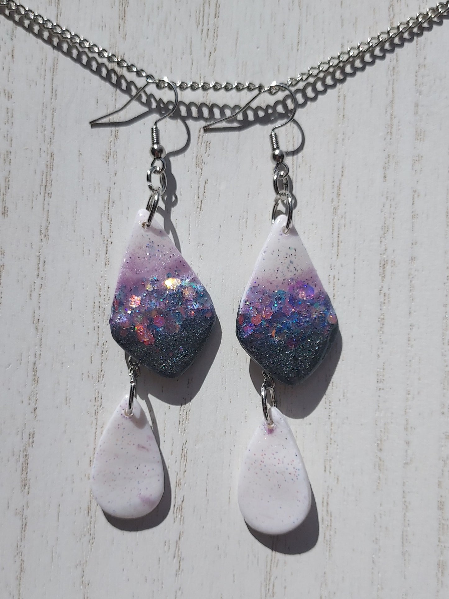 Two-Tone Clay Glitter Earrings #1