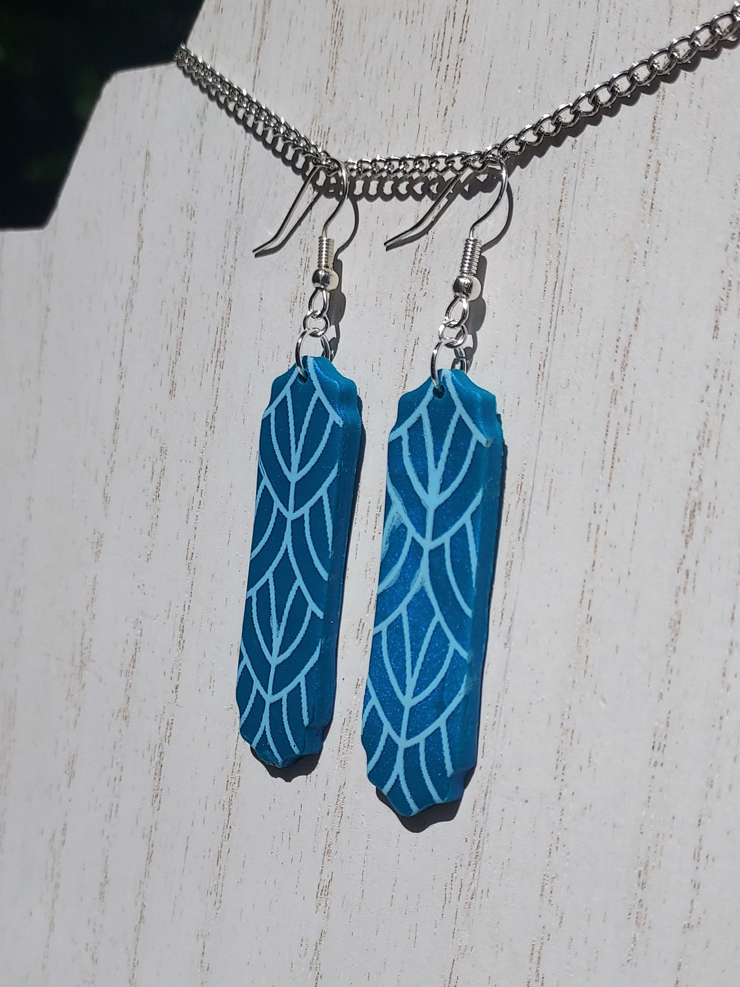 Teal Feathers Clay Earrings #2