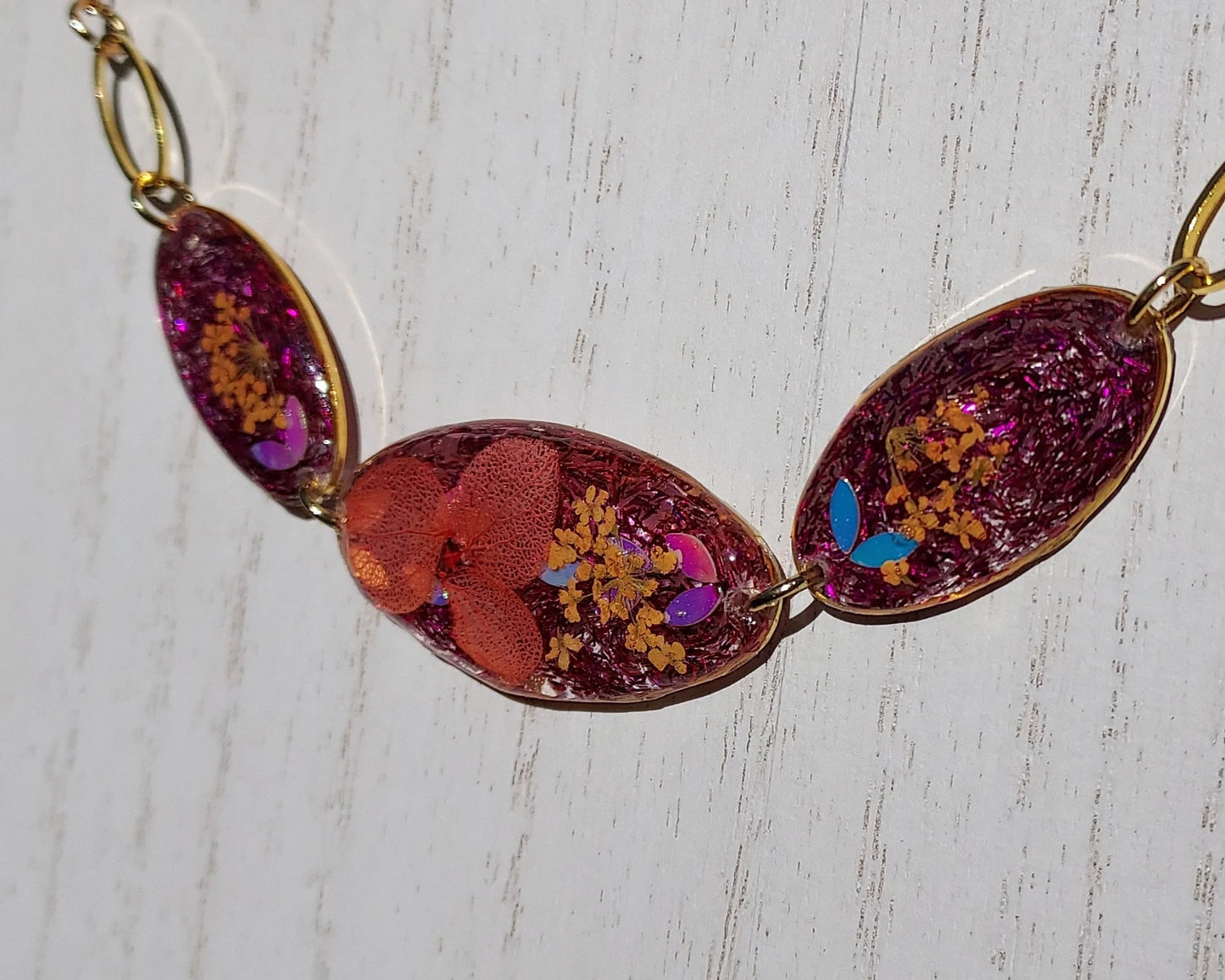 Flowers & Glitter Necklace #1