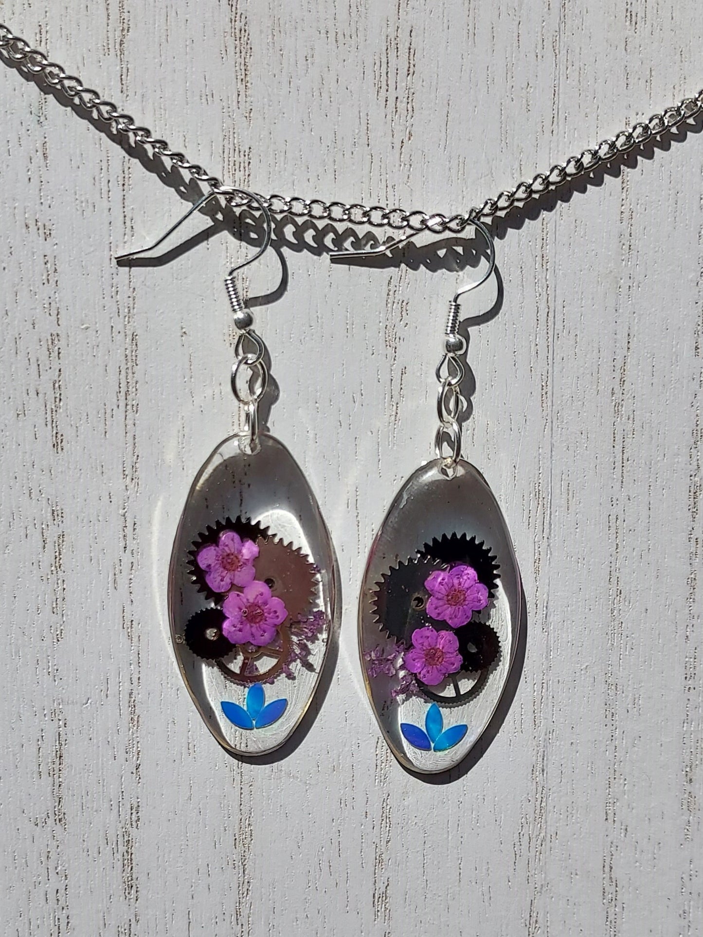 Flowers & Gears Earrings #2