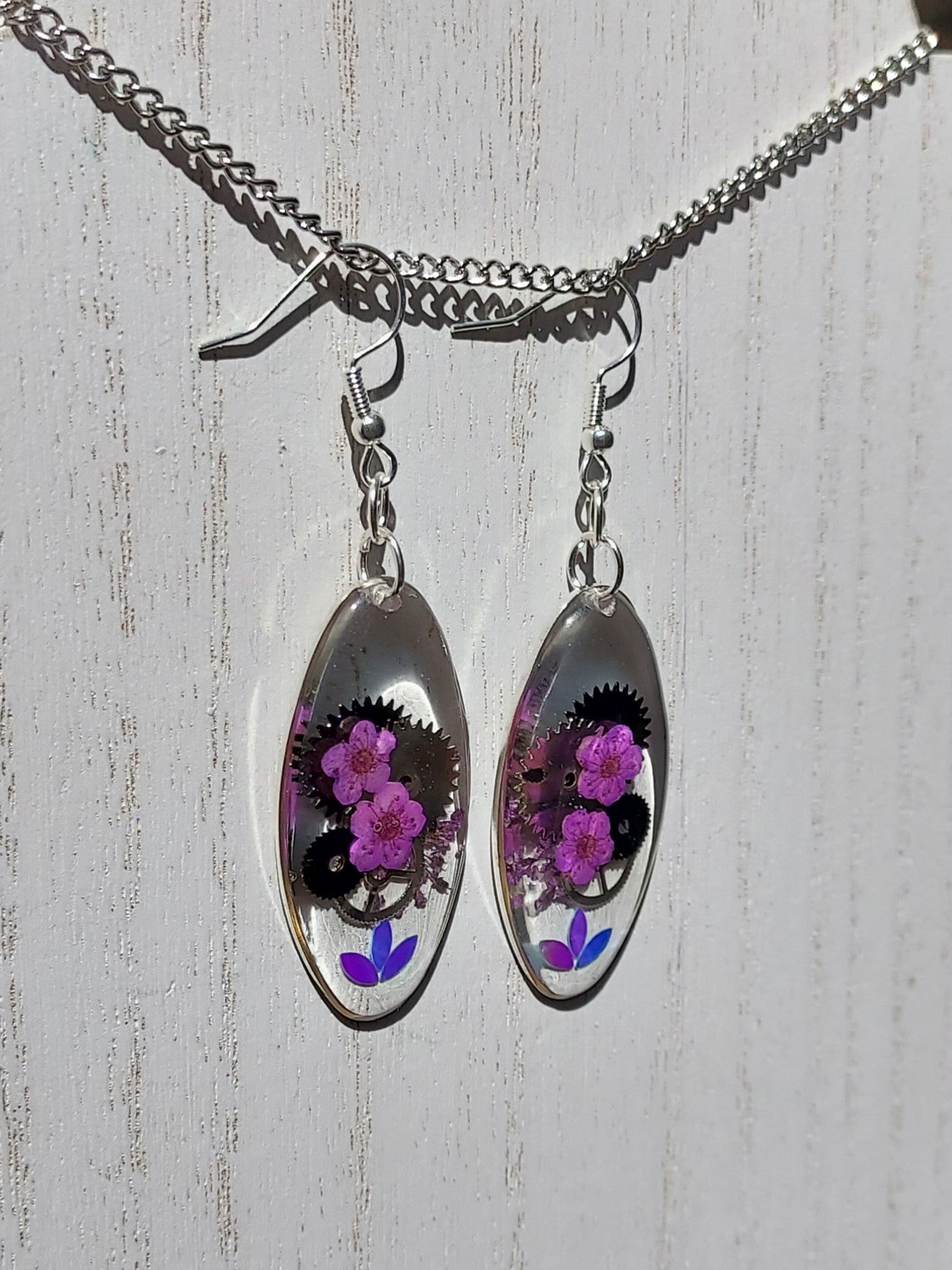 Flowers & Gears Earrings #2