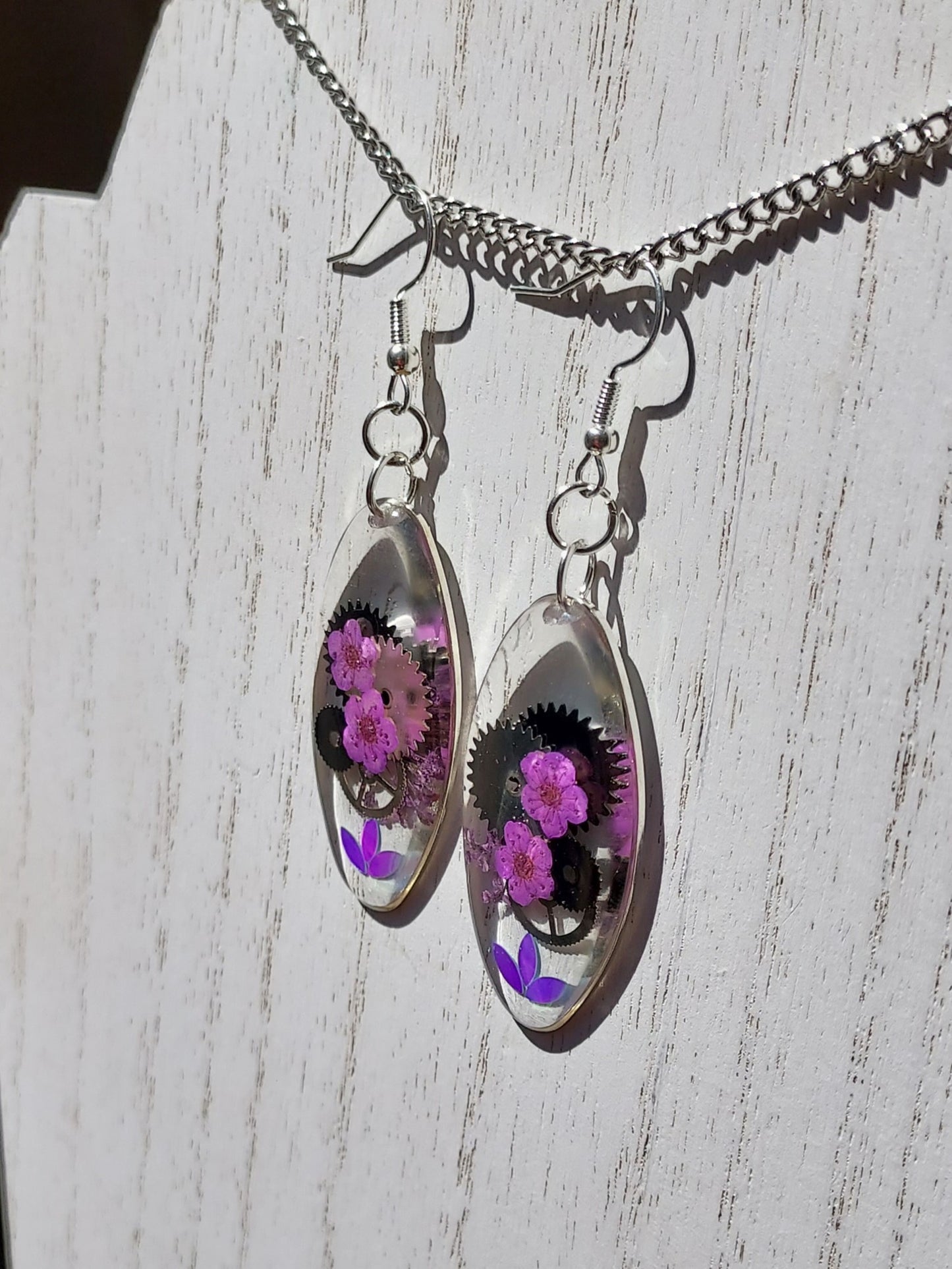 Flowers & Gears Earrings #2