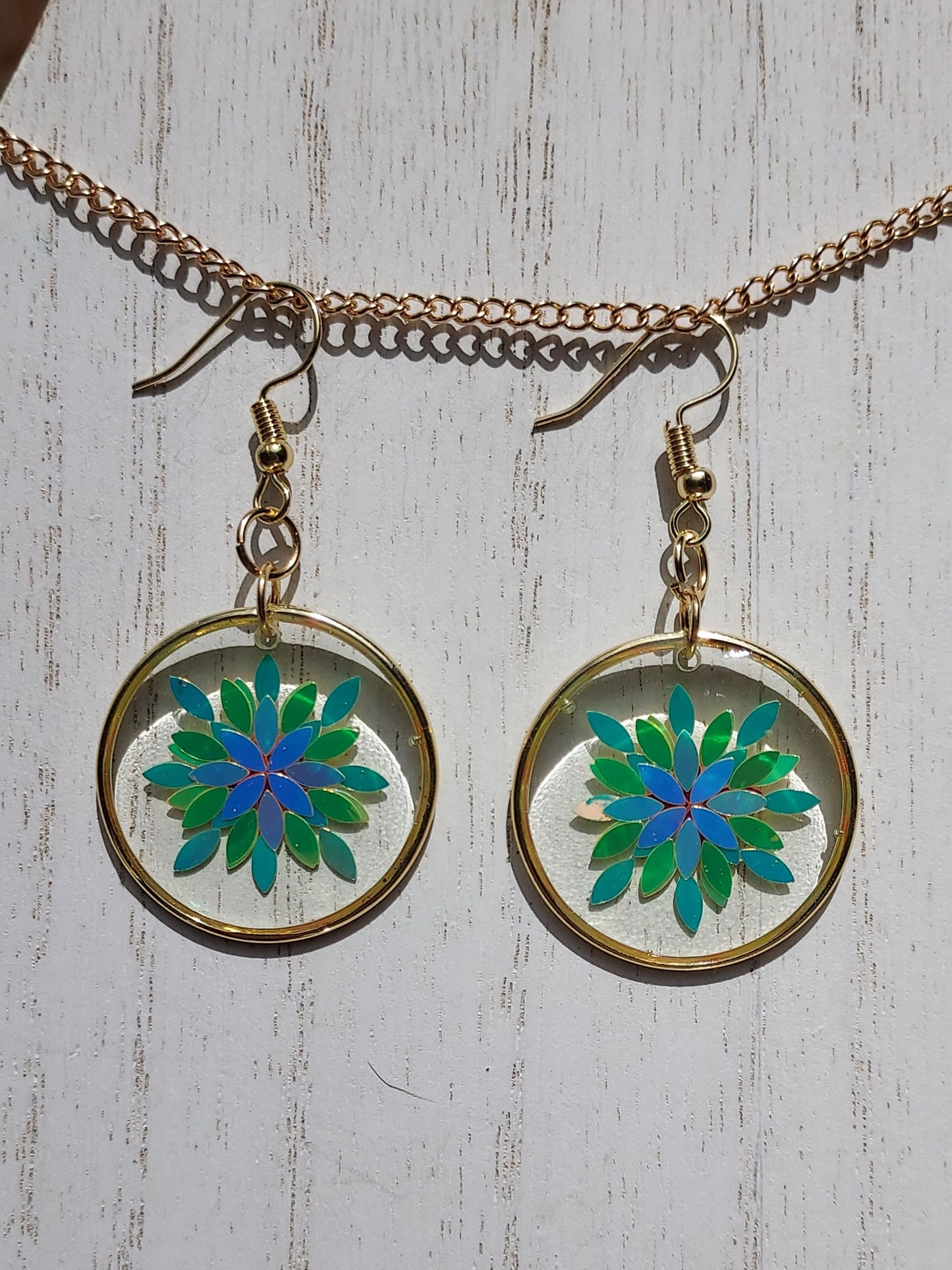 Navette Sequin Flower Earrings #2
