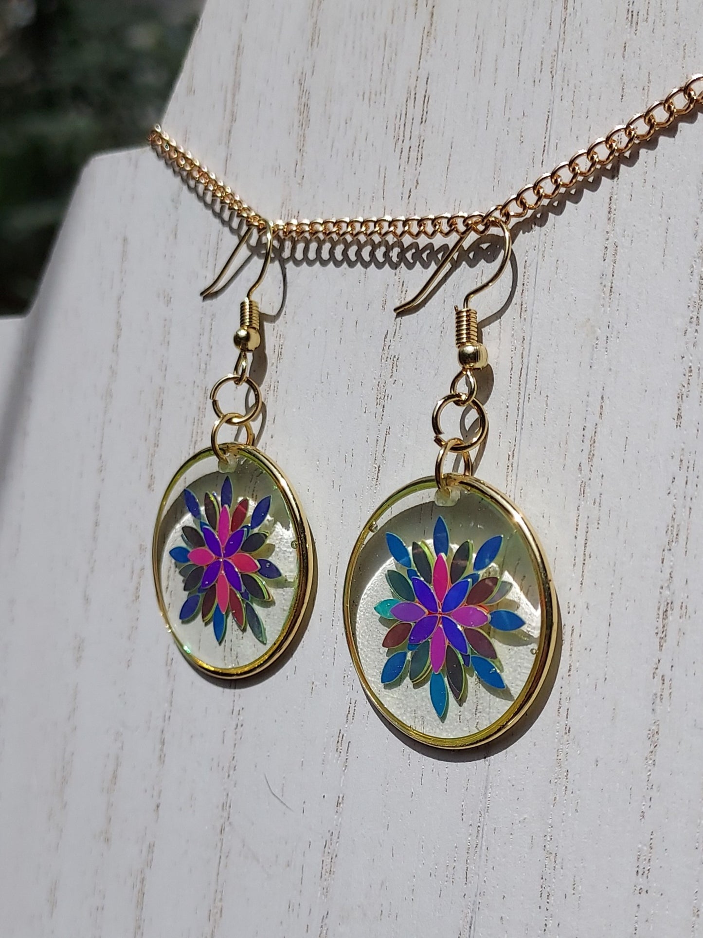 Navette Sequin Flower Earrings #2
