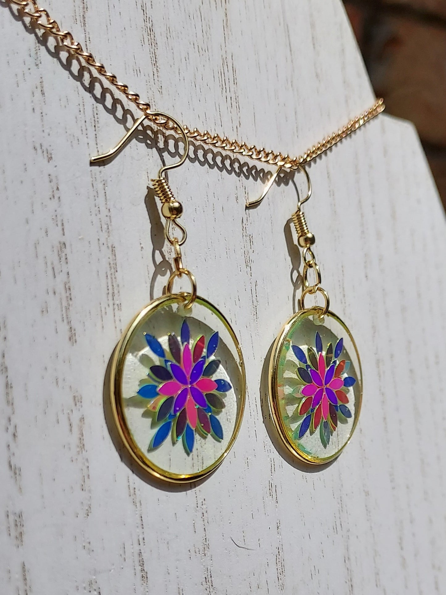 Navette Sequin Flower Earrings #2