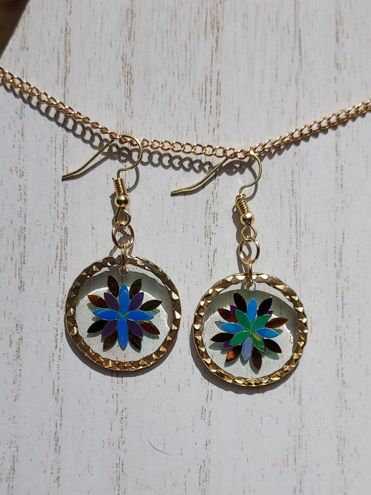 Navette Sequin Flower Earrings #1