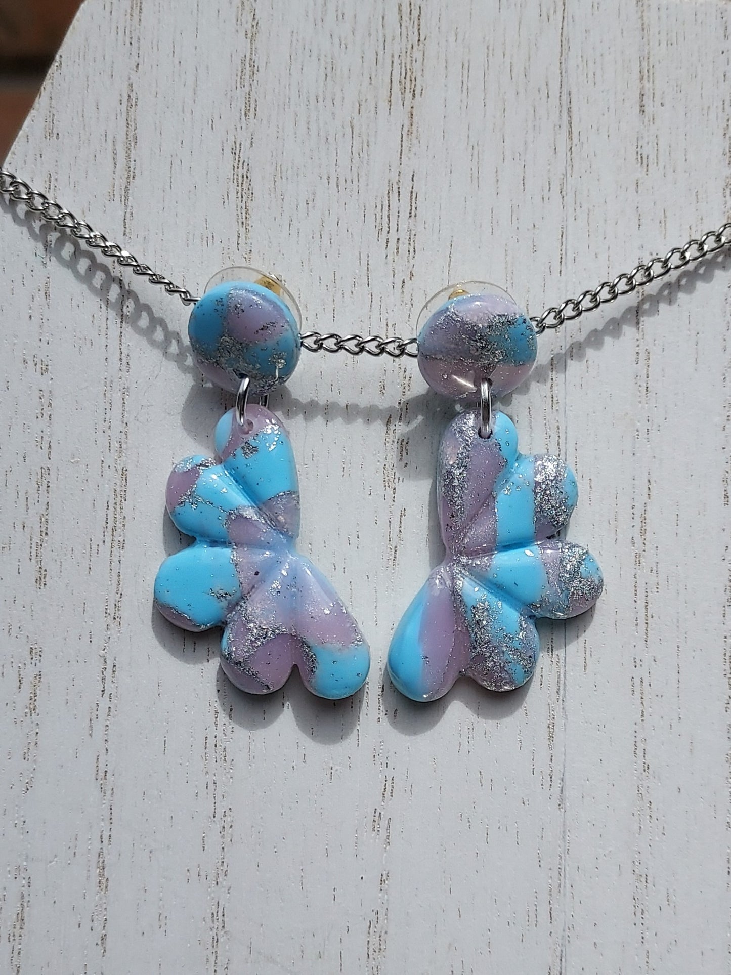 Rosy Blue Clay Earrings #5