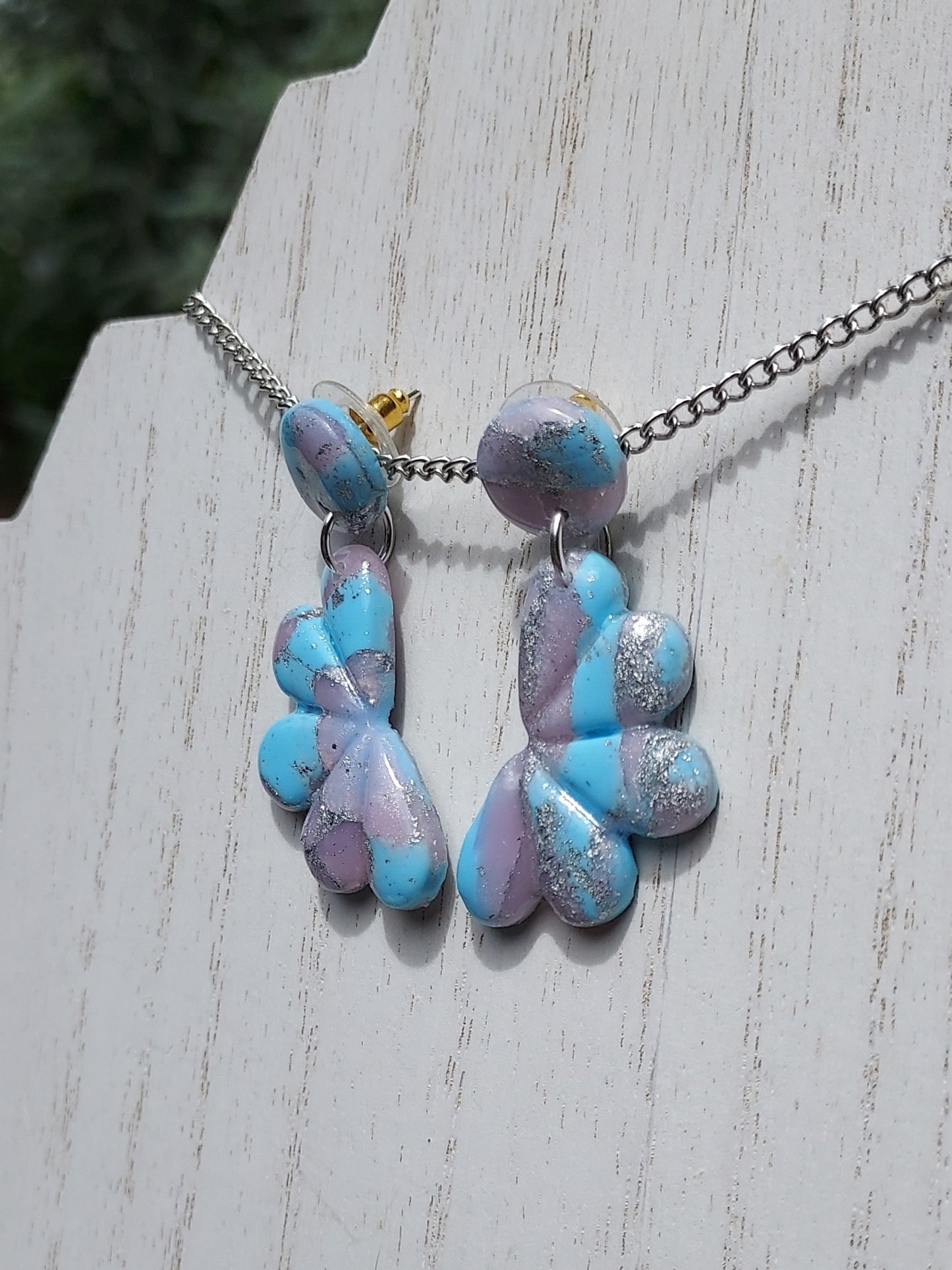 Rosy Blue Clay Earrings #5