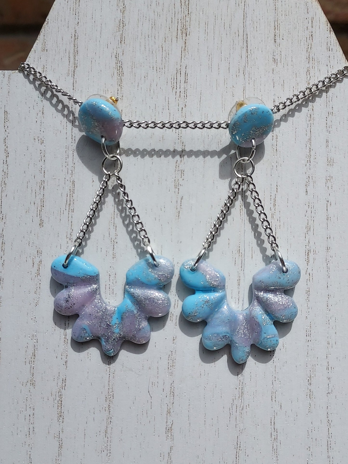 Rosy Blue Clay Earrings #4