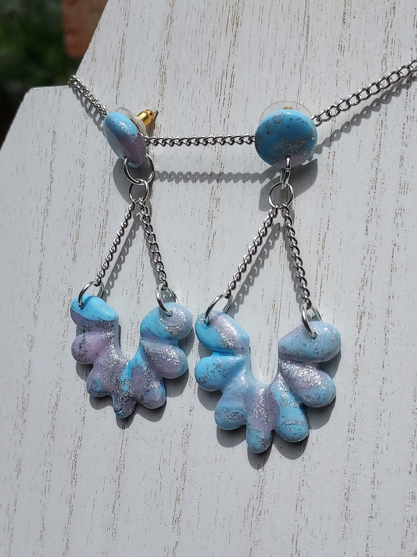 Rosy Blue Clay Earrings #4