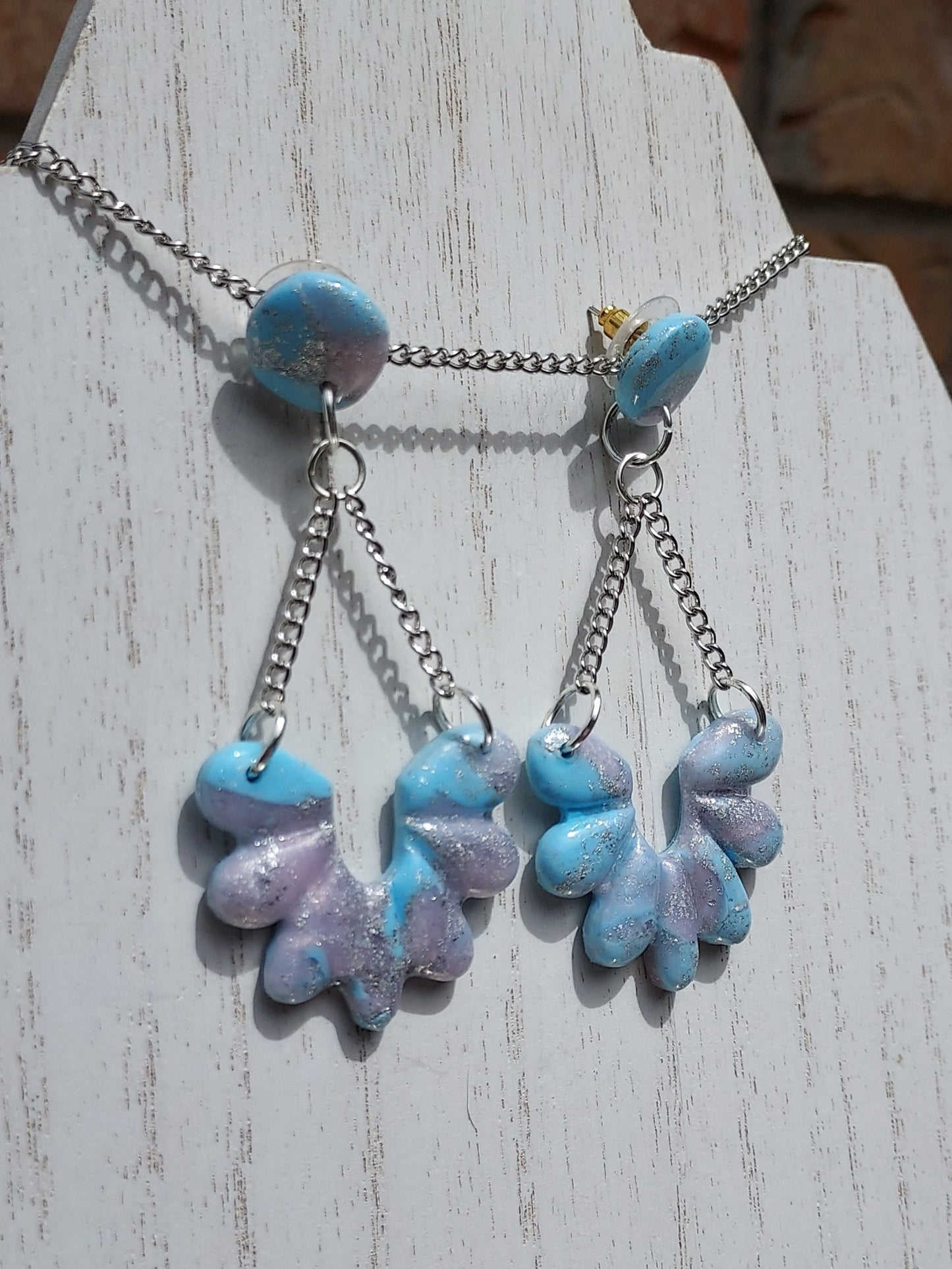 Rosy Blue Clay Earrings #4