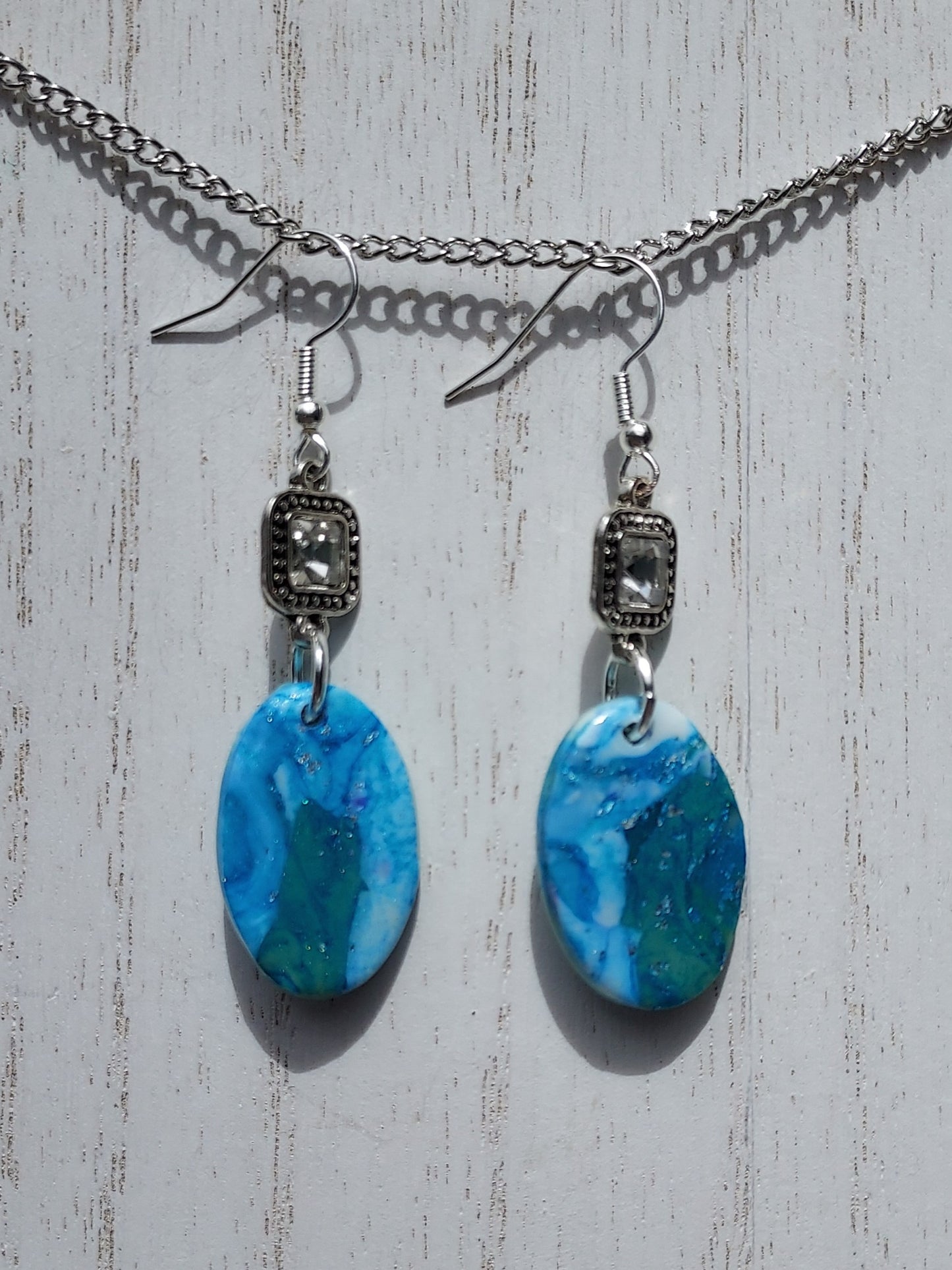 Blue Water Clay Earrings #9