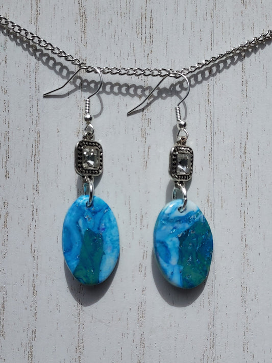 Blue Water Clay Earrings #9
