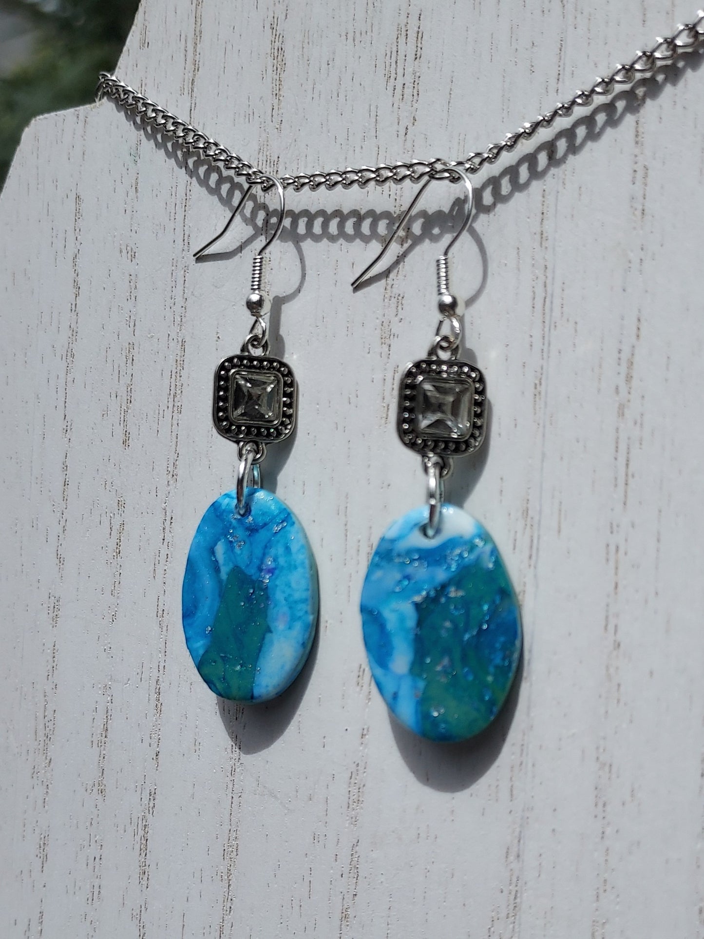 Blue Water Clay Earrings #9