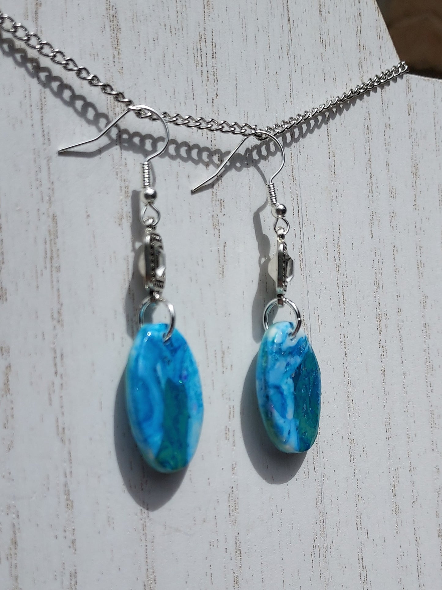 Blue Water Clay Earrings #9