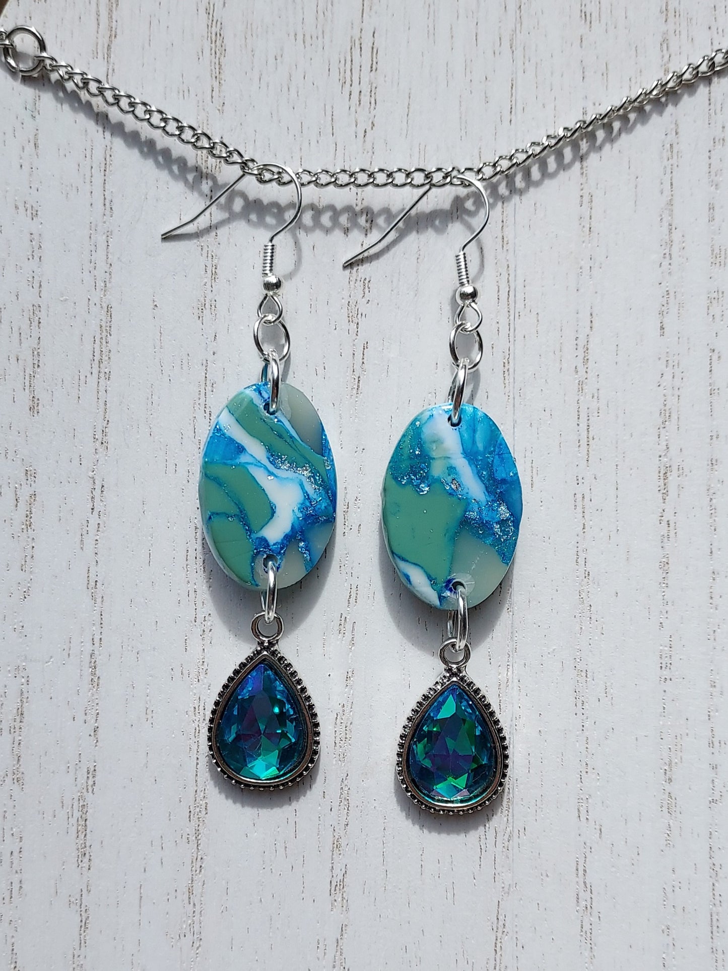 Blue Water Clay Earrings #7