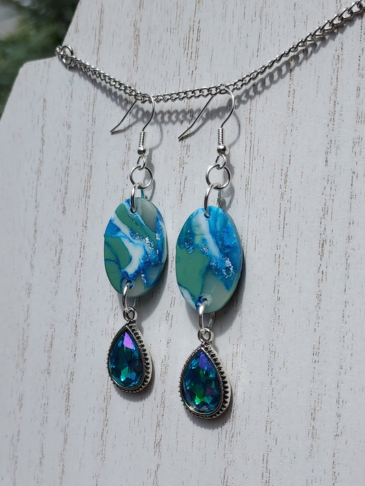 Blue Water Clay Earrings #7