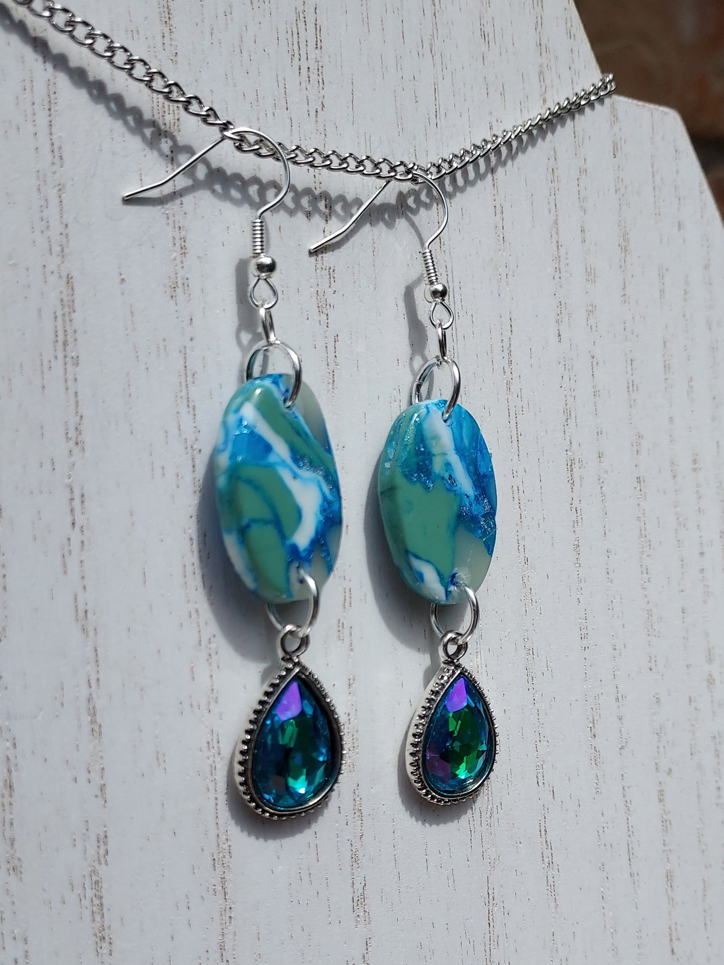 Blue Water Clay Earrings #7