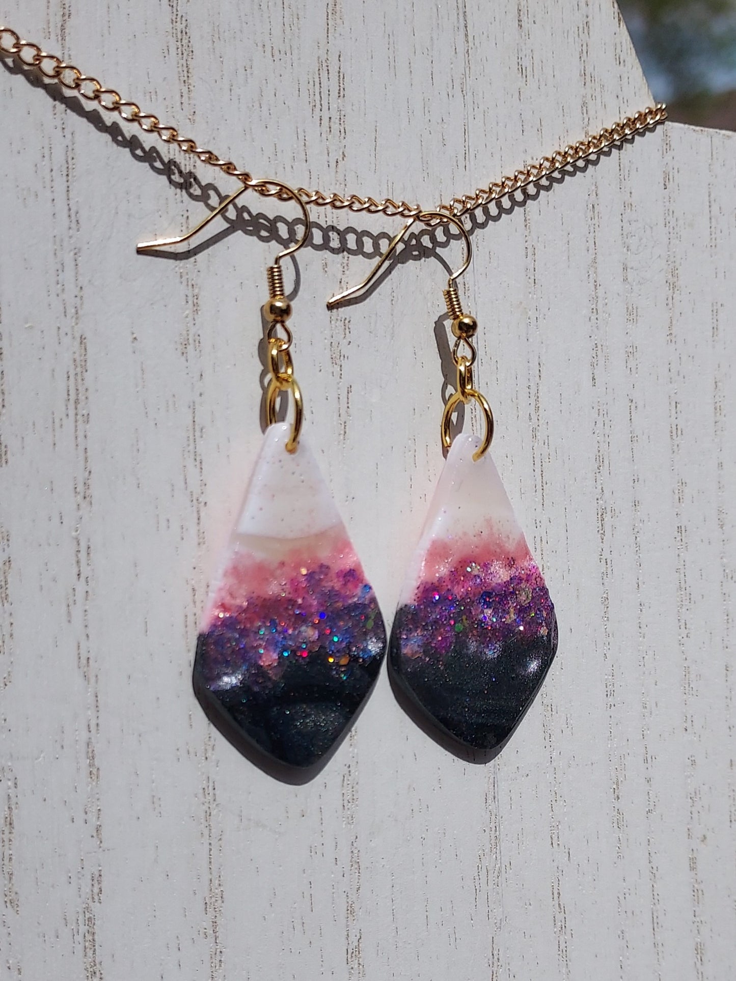 Two-Tone Clay Glitter Earrings #8