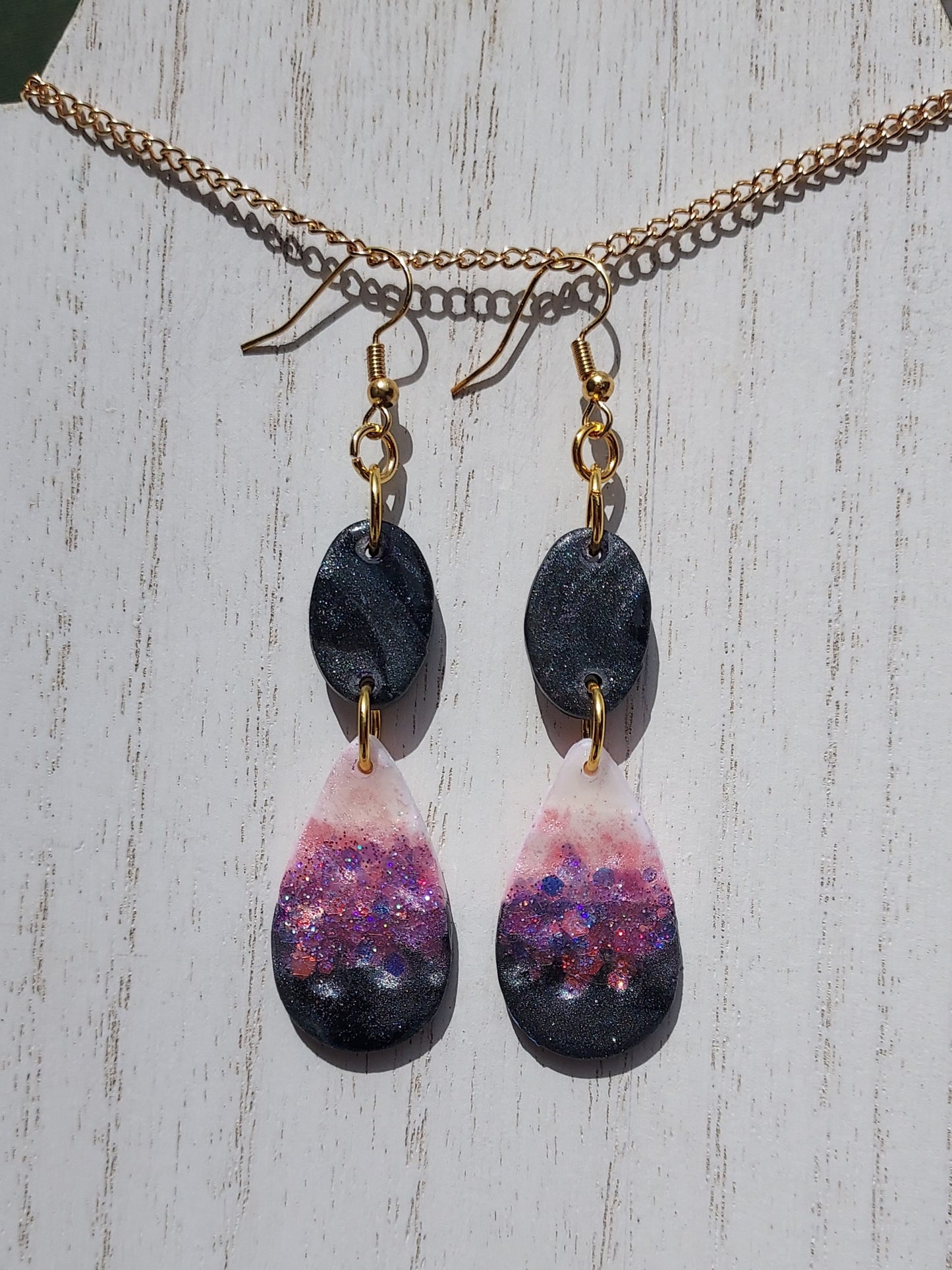 Two-Tone Clay Glitter Earrings #7