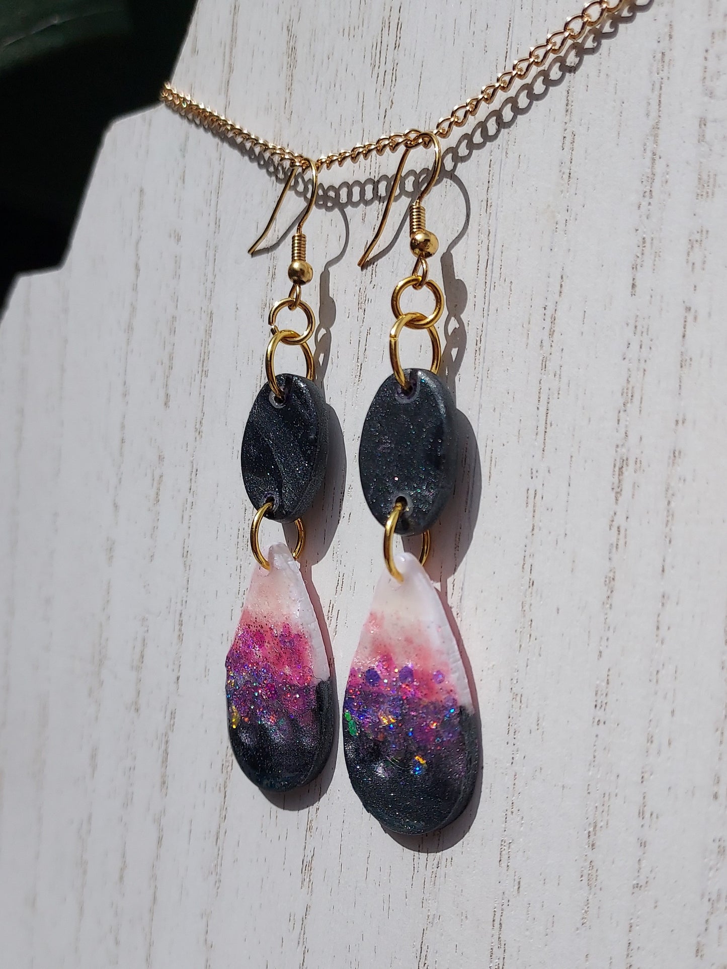 Two-Tone Clay Glitter Earrings #7