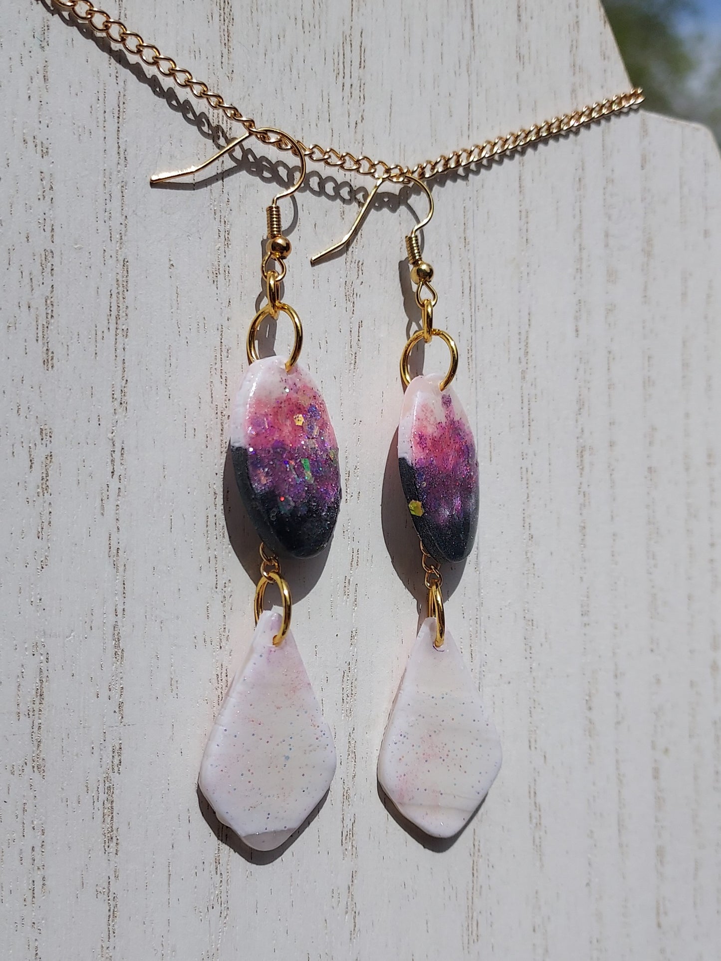 Two-Tone Clay Glitter Earrings #6