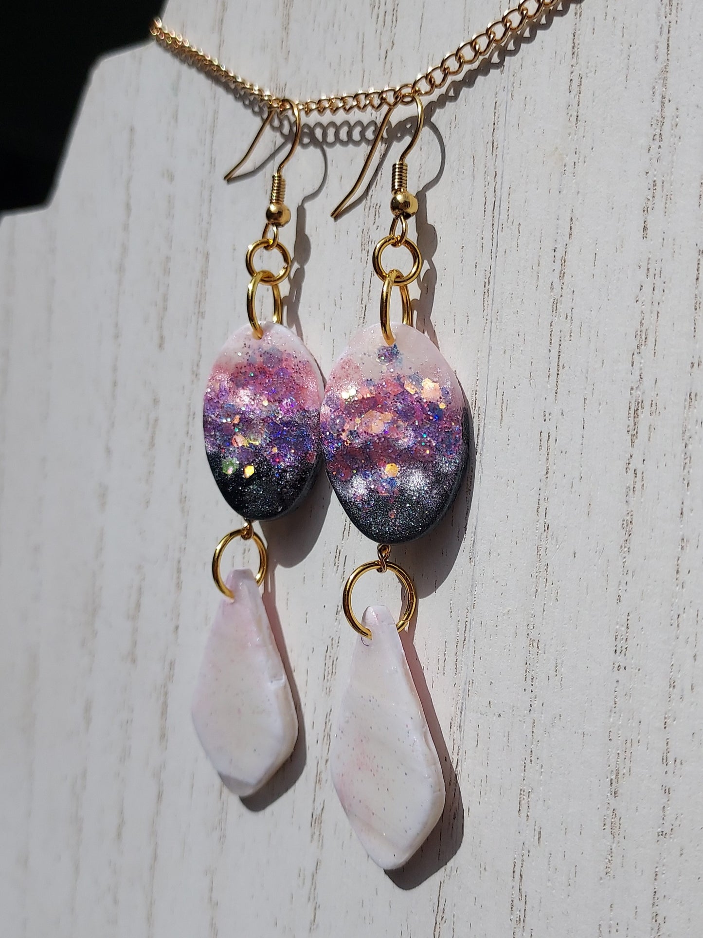 Two-Tone Clay Glitter Earrings #6