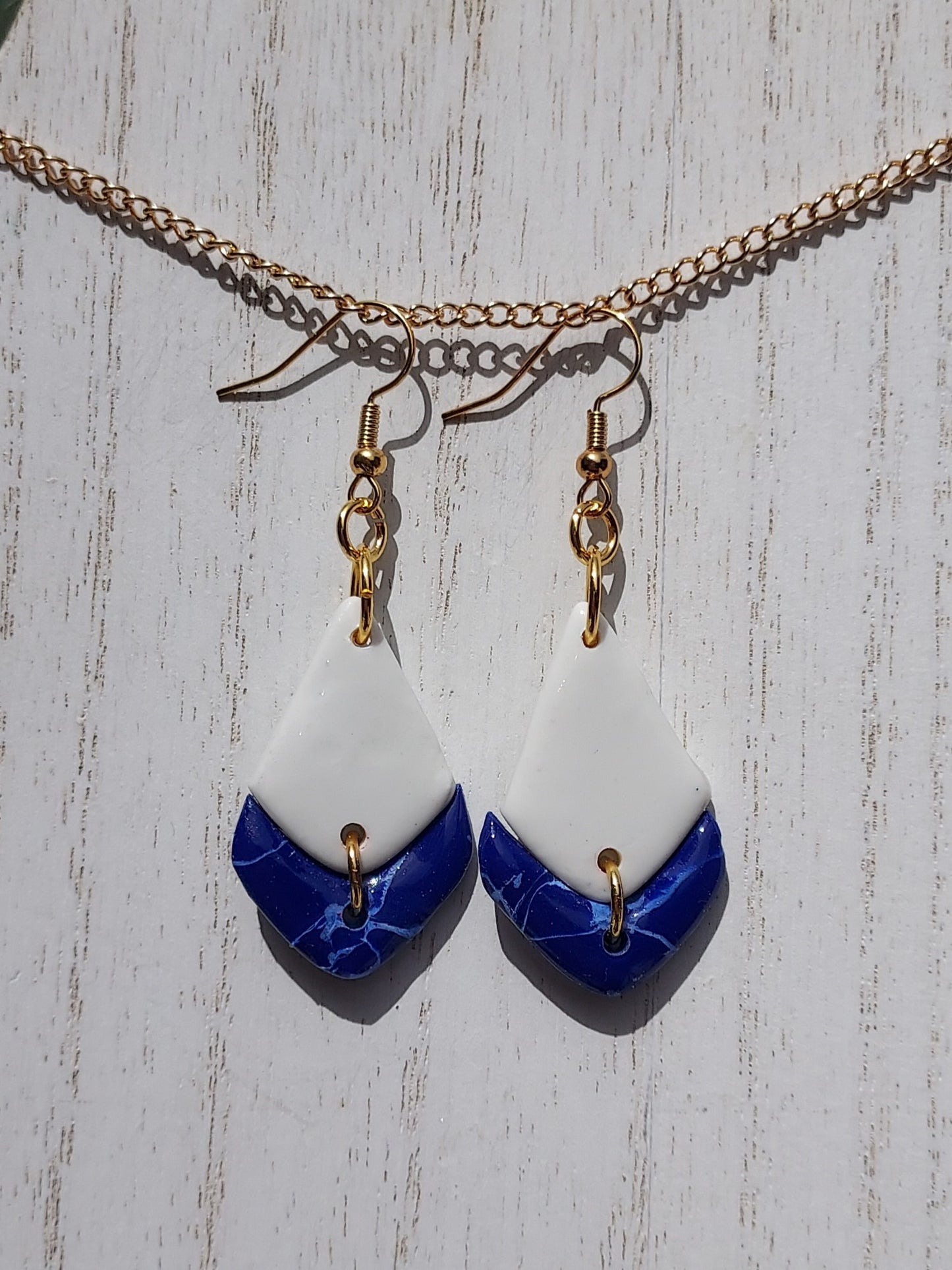 Blue Marble Clay Earrings #4