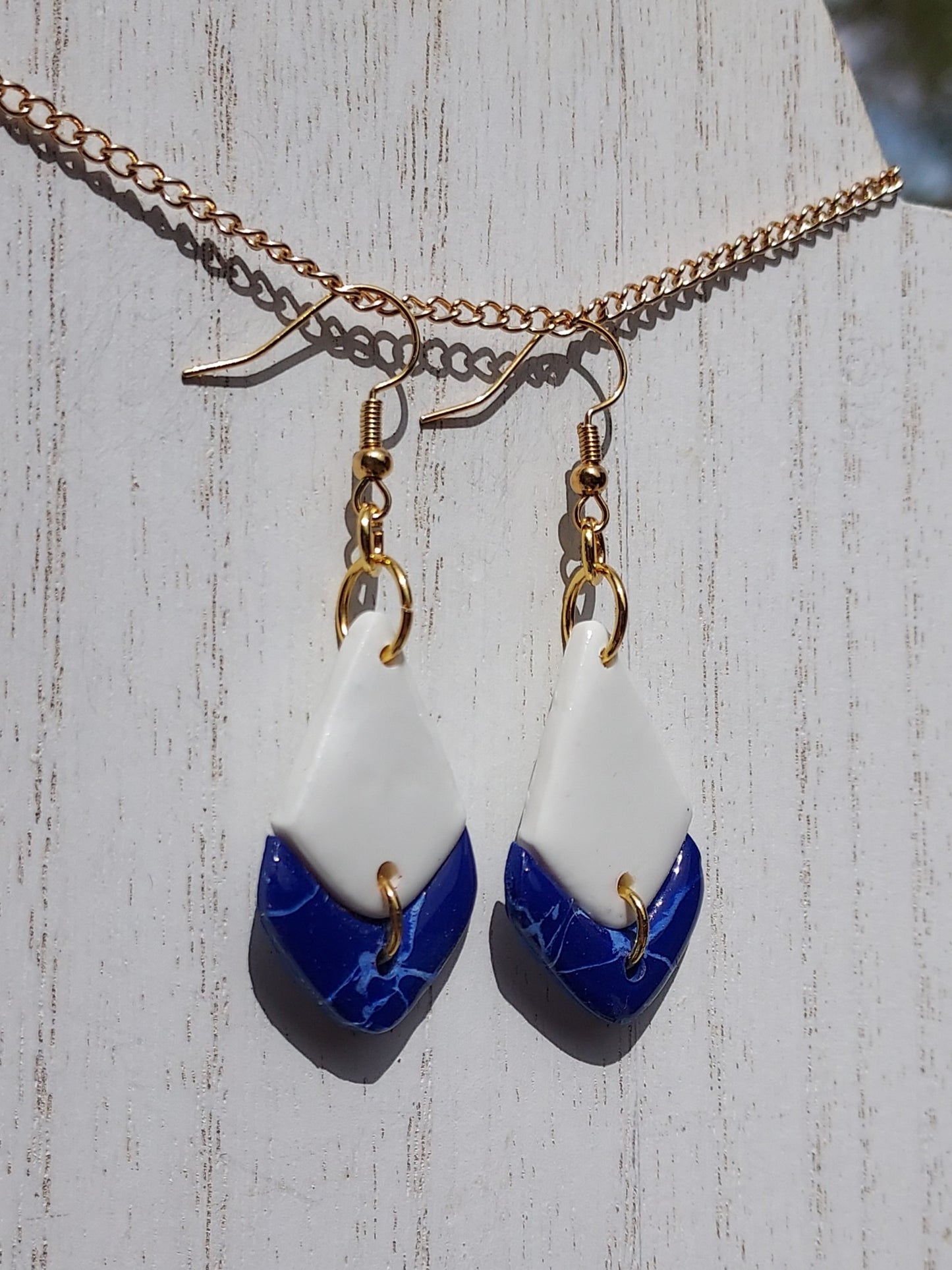 Blue Marble Clay Earrings #4