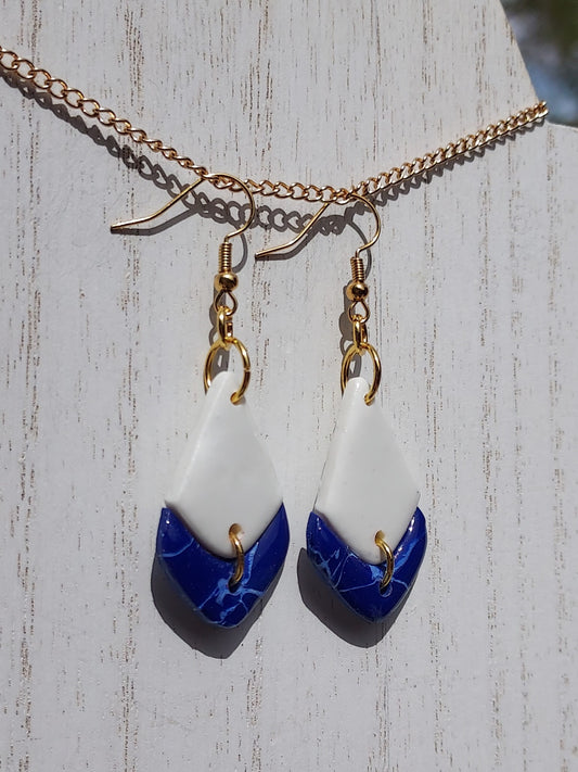 Blue Marble Clay Earrings #4