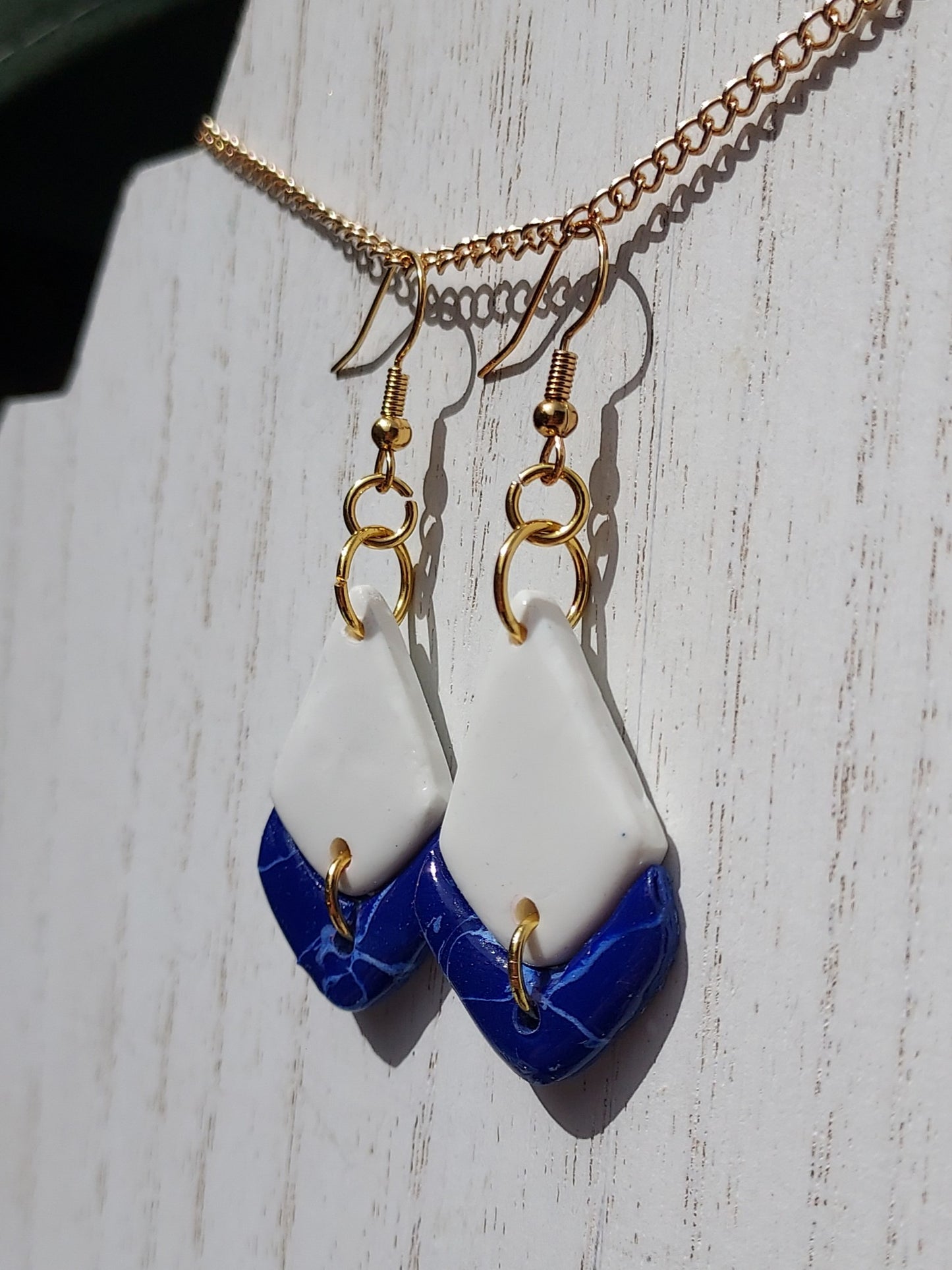 Blue Marble Clay Earrings #4