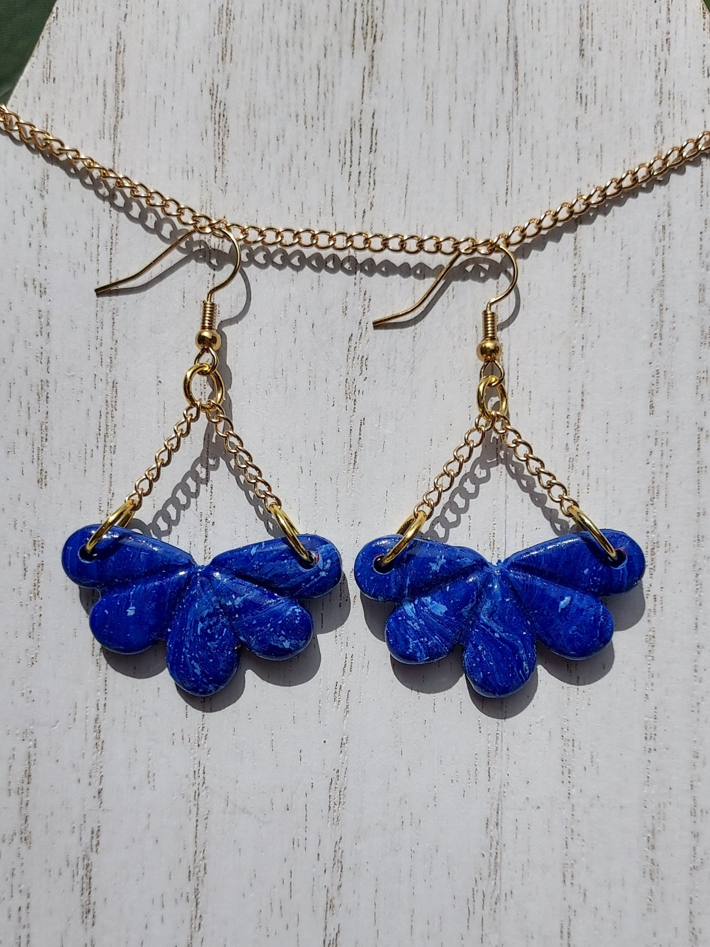 Blue Marble Clay Earrings #6