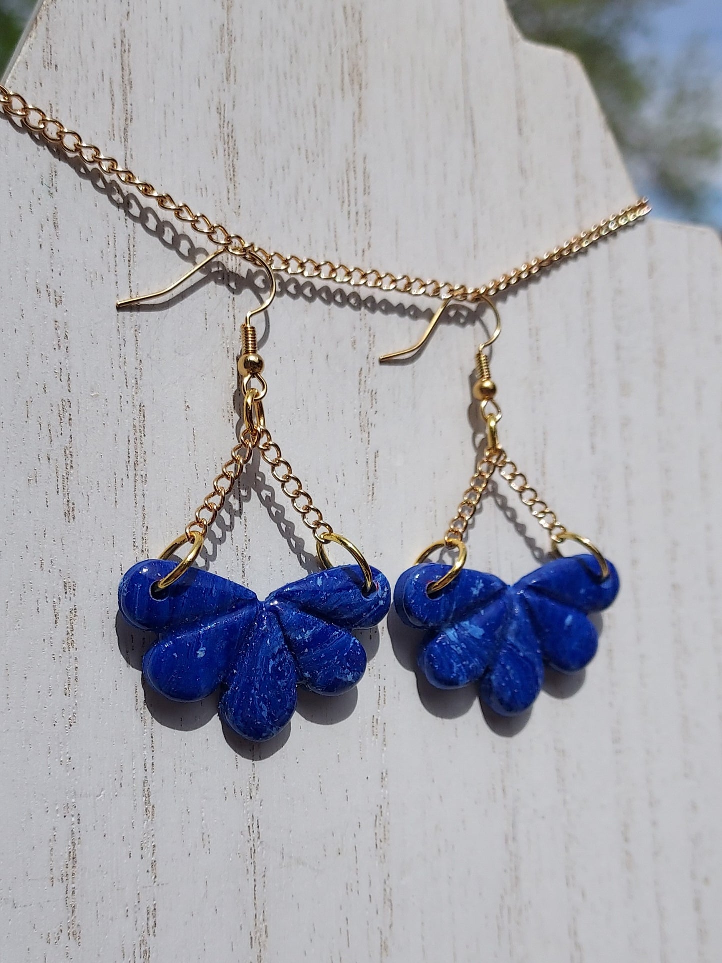Blue Marble Clay Earrings #6