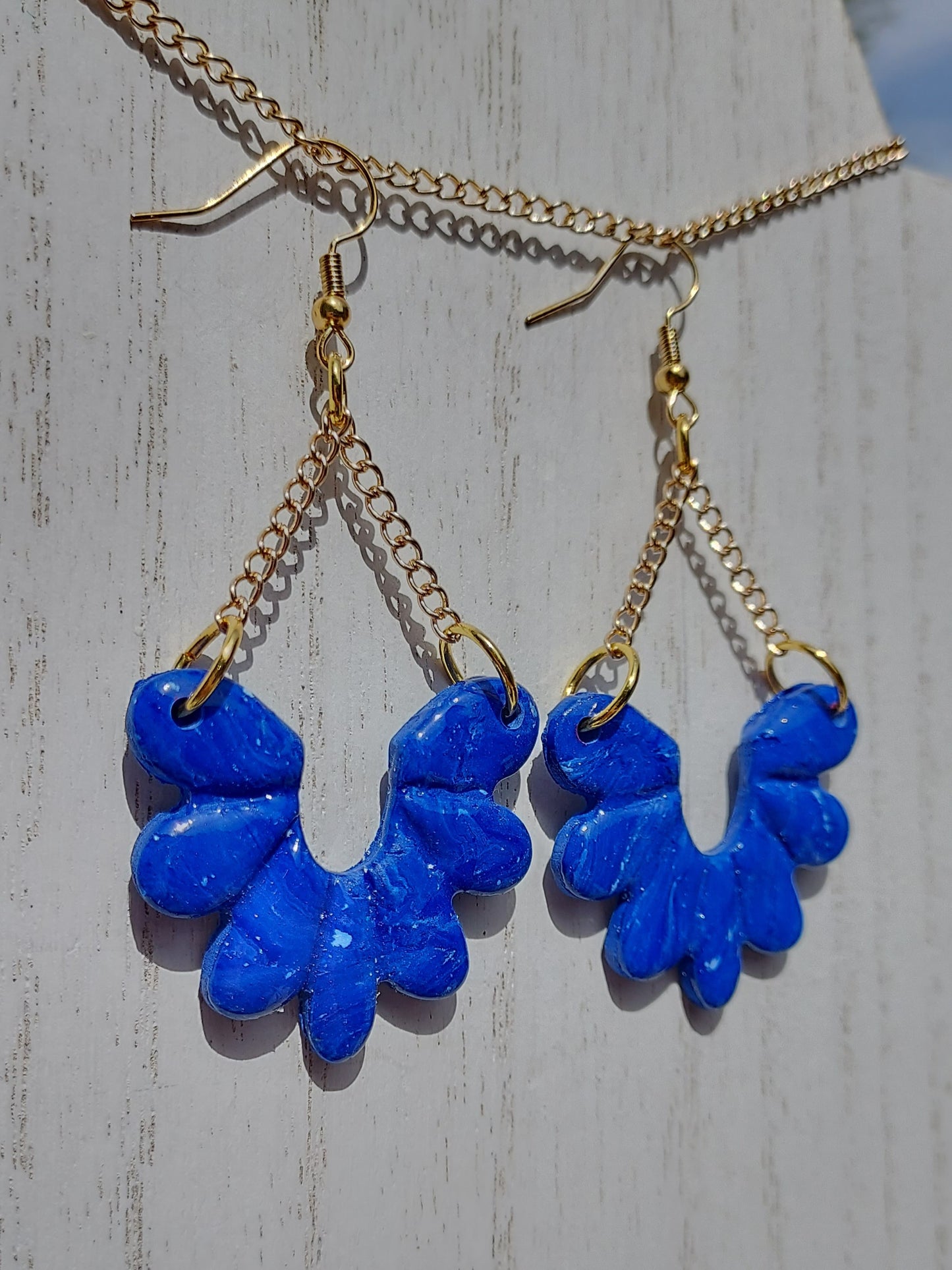 Blue Marble Clay Earrings #5