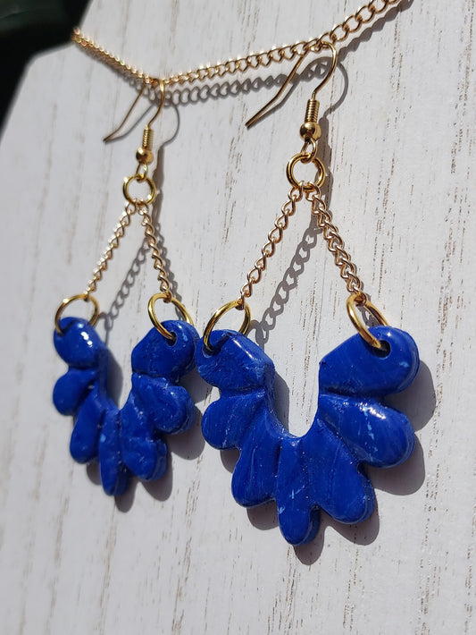 Blue Marble Clay Earrings #5