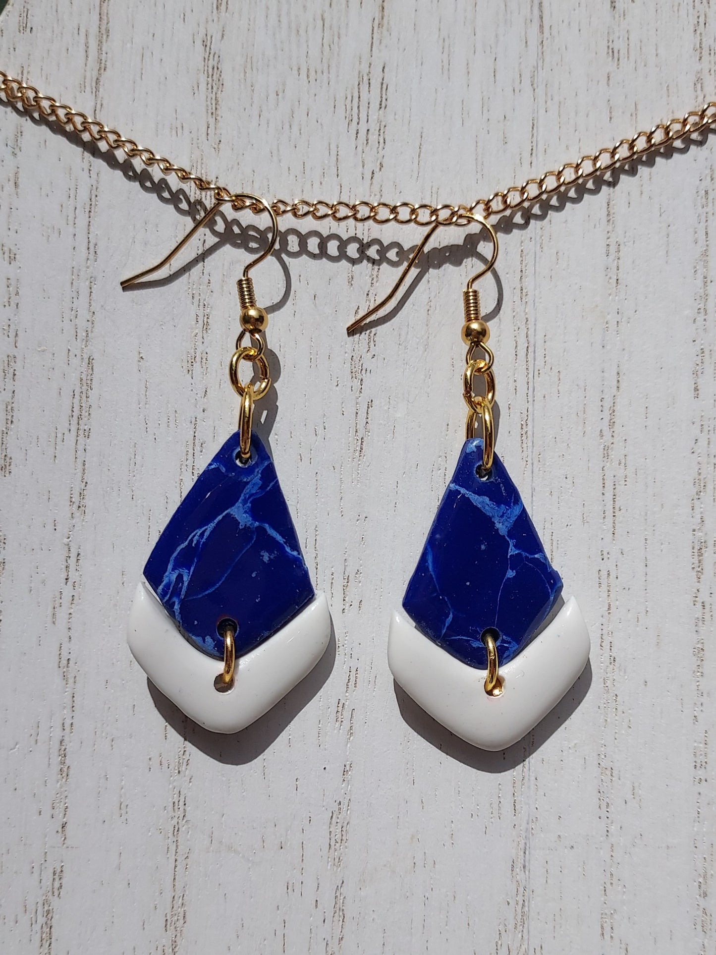 Blue Marble Clay Earrings #1
