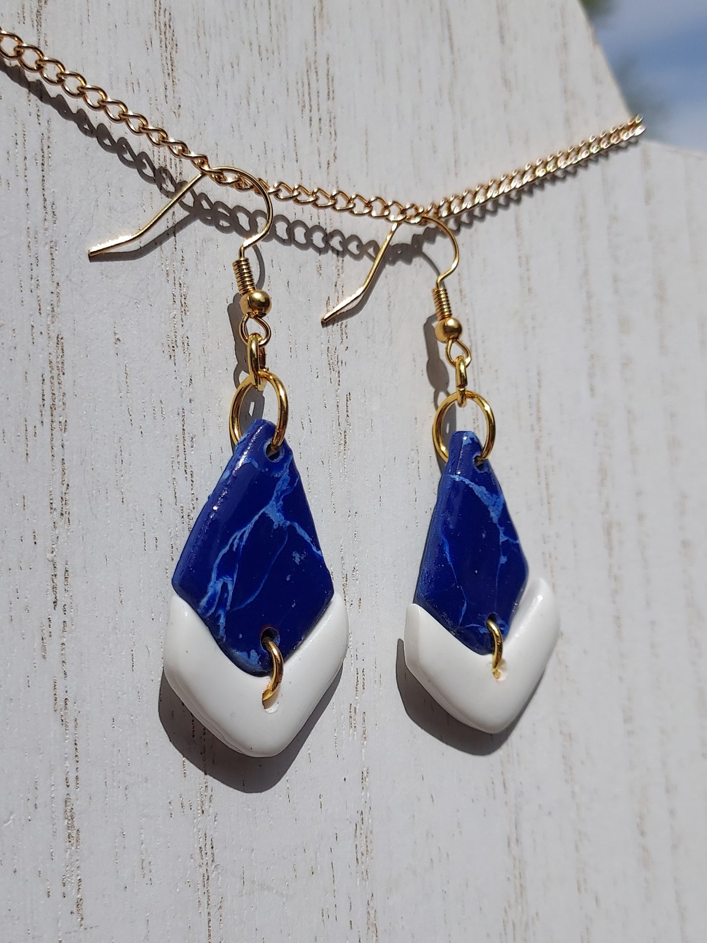 Blue Marble Clay Earrings #1