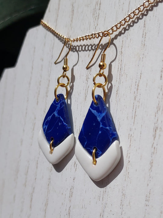 Blue Marble Clay Earrings #1