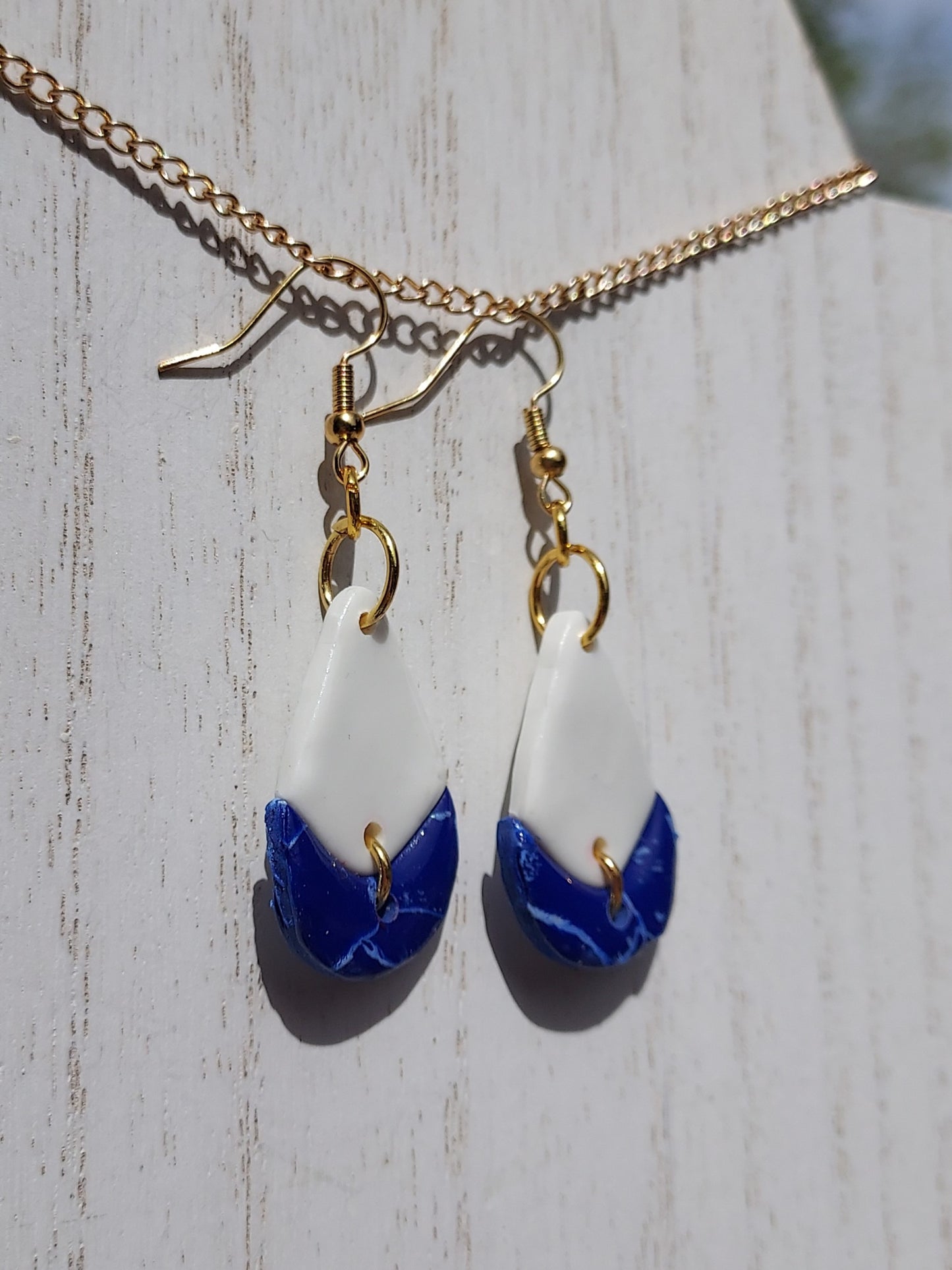 Blue Marble Clay Earrings #2
