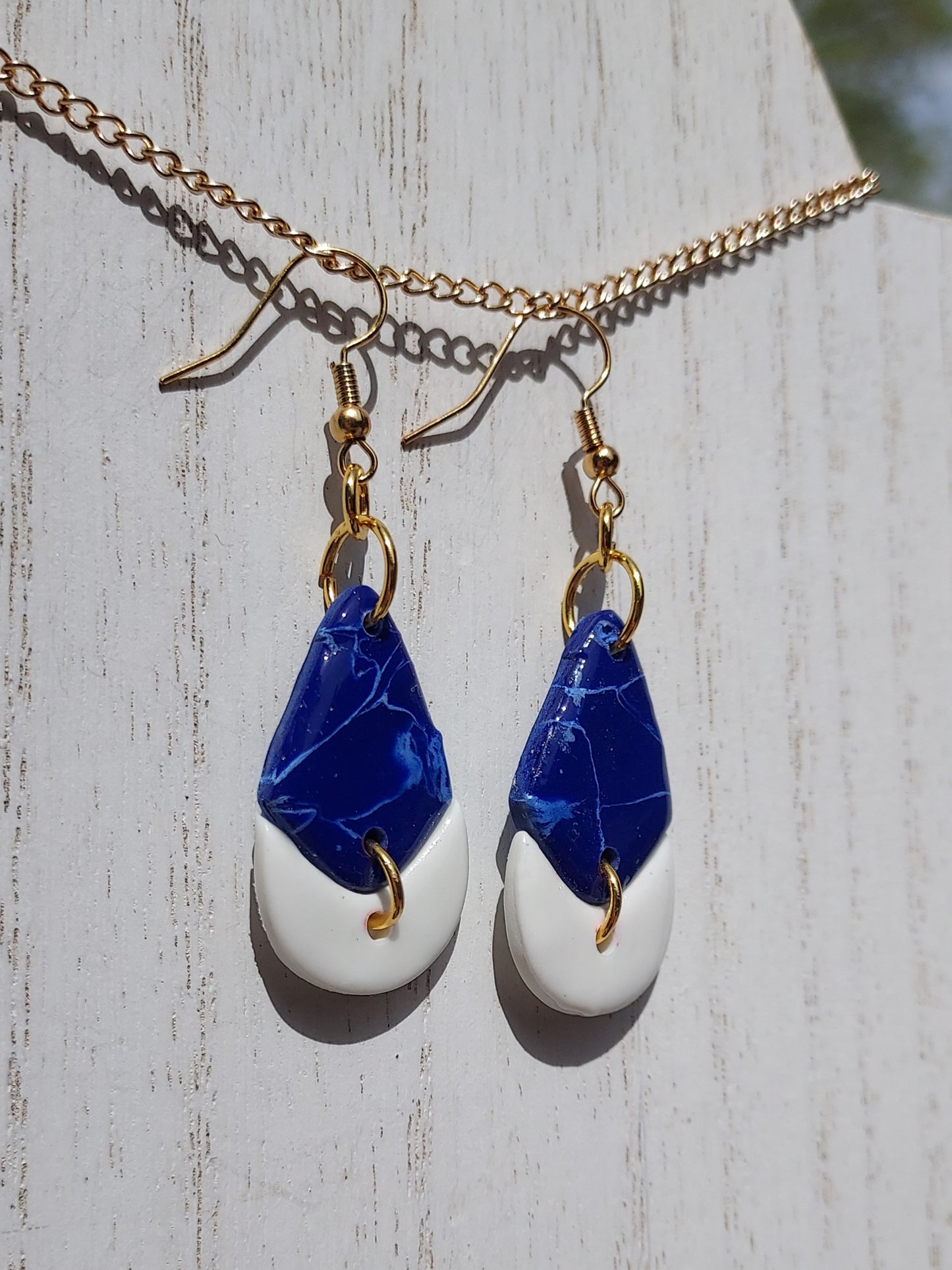 Blue Marble Clay Earrings #3