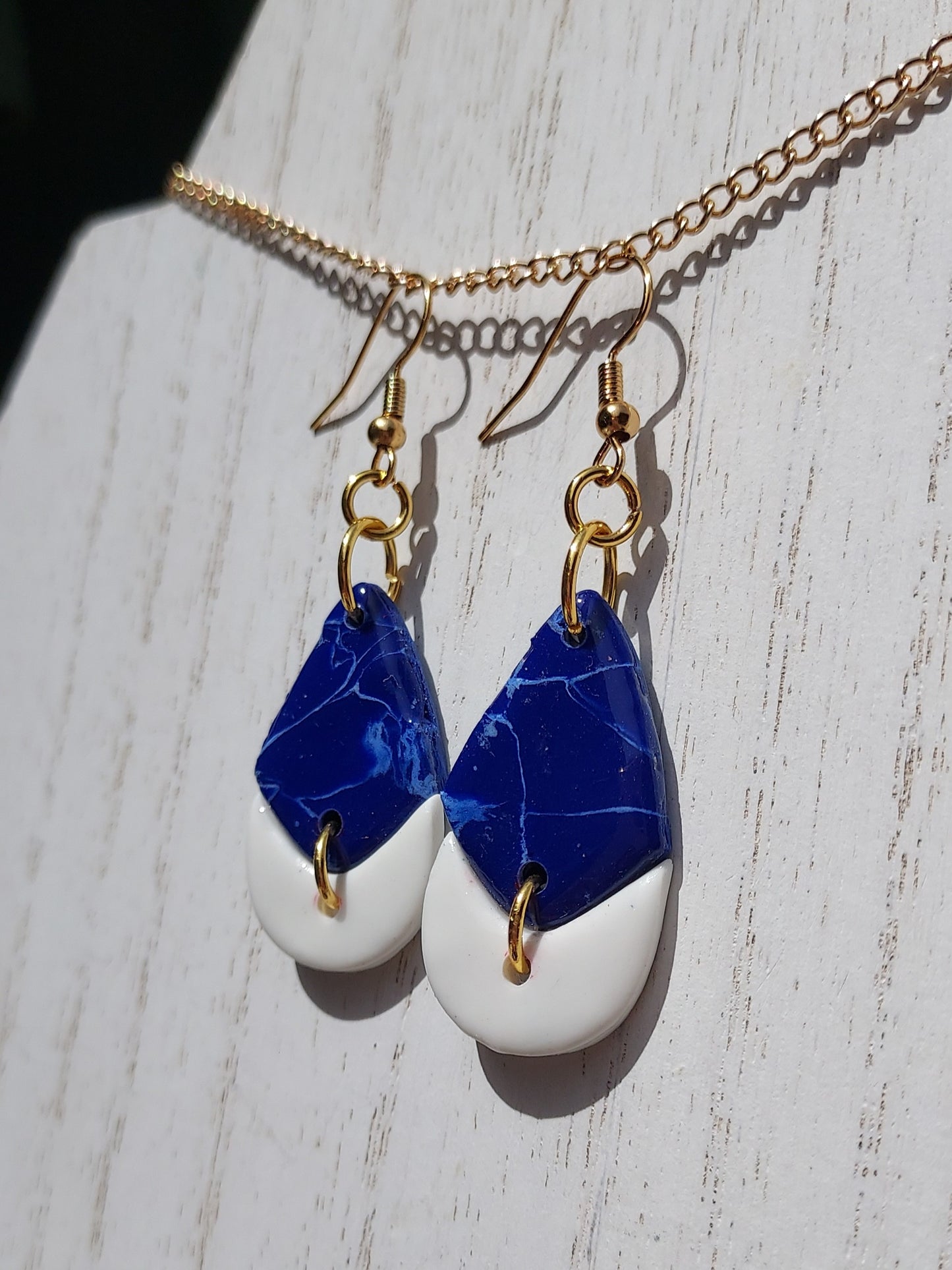Blue Marble Clay Earrings #3