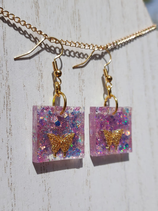 Butterflies & Glitter Earrings #2