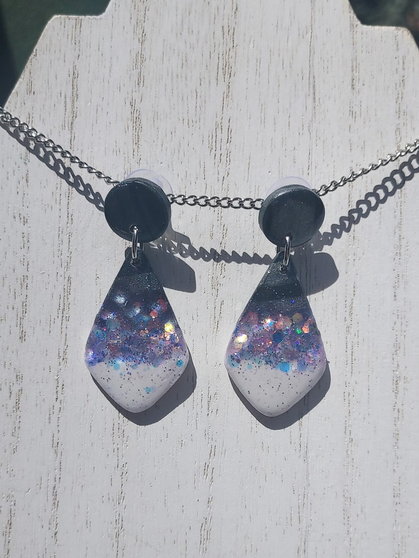 Two-Tone Clay Glitter Earrings #4