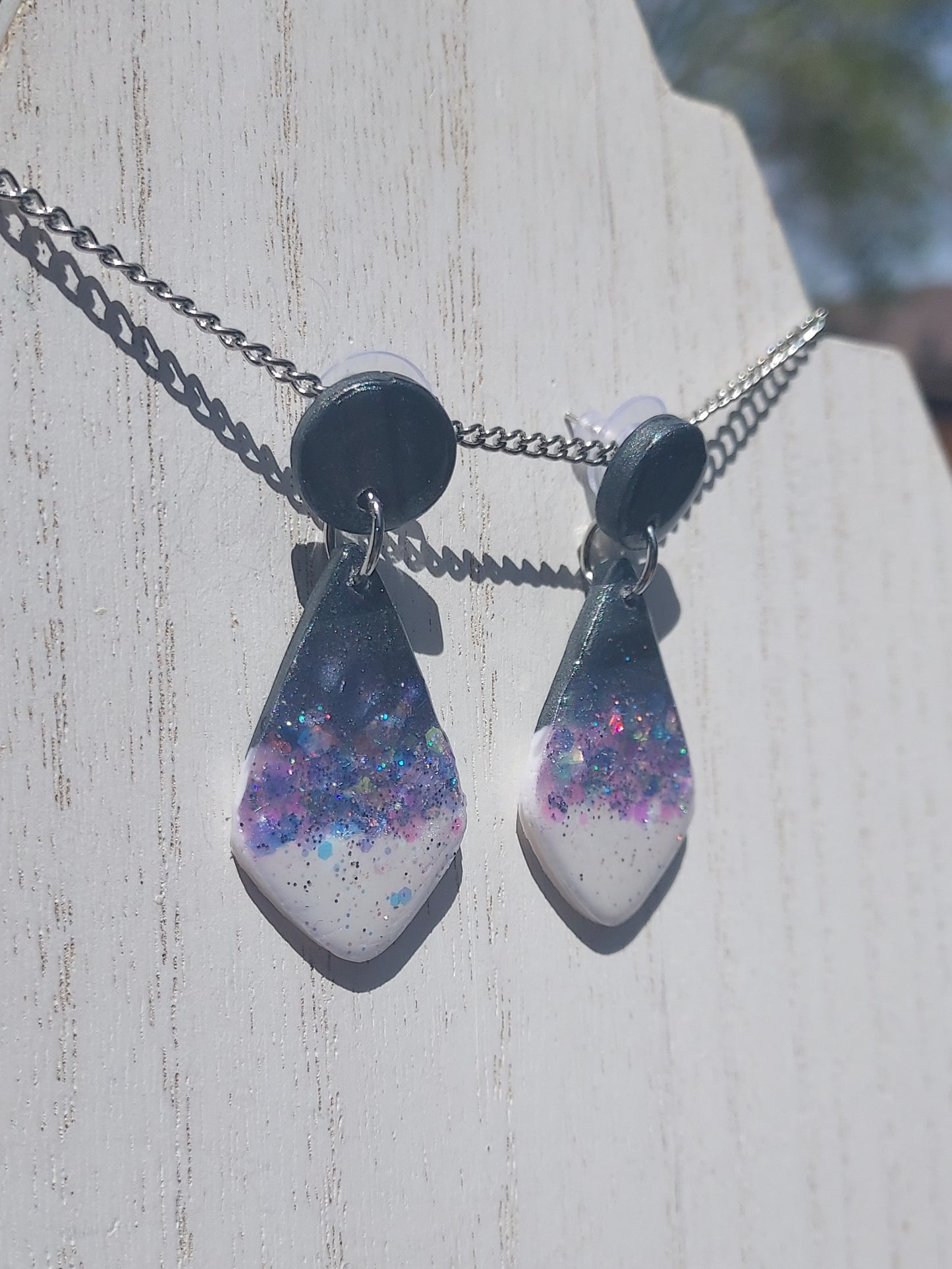 Two-Tone Clay Glitter Earrings #4