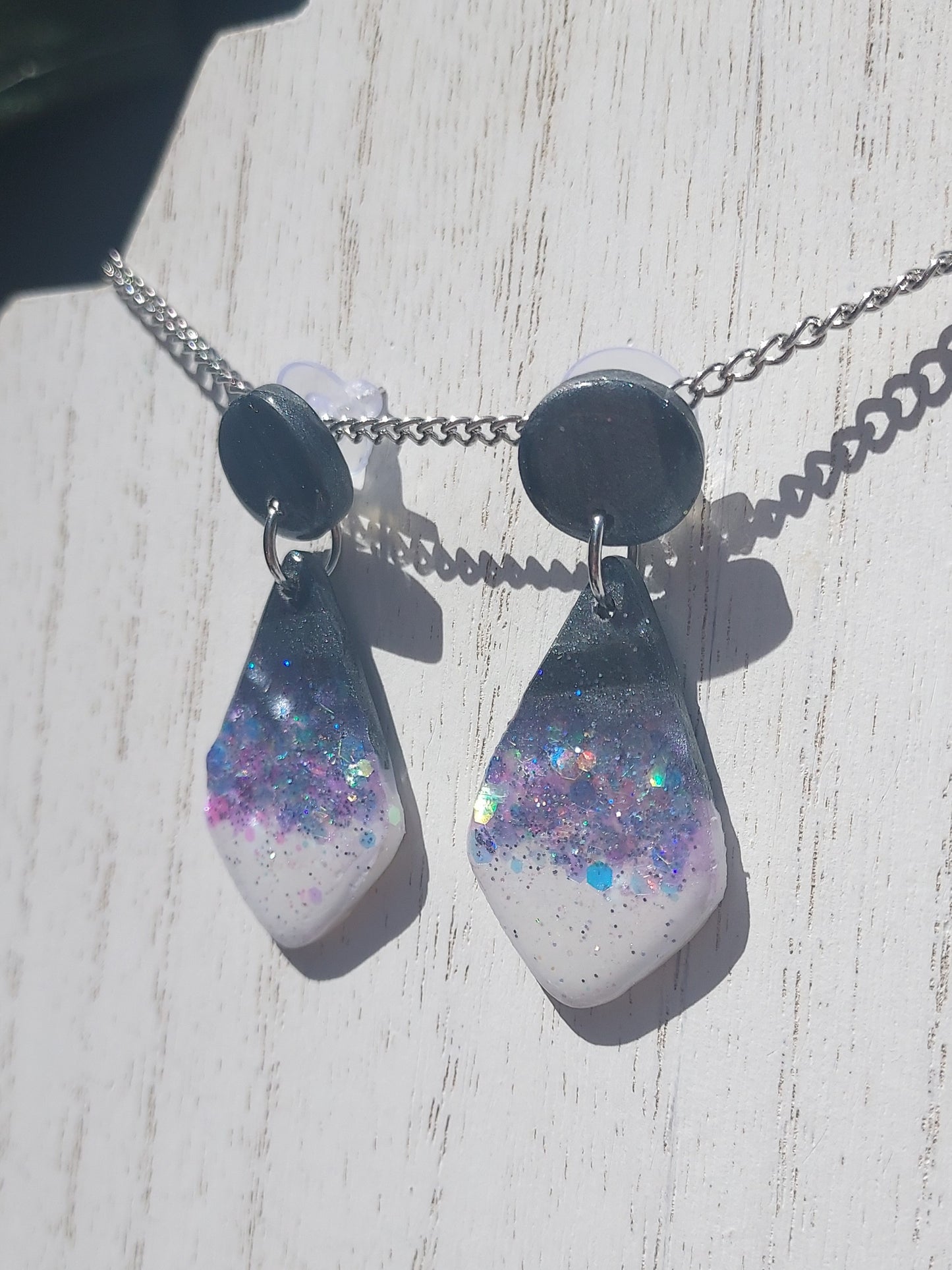 Two-Tone Clay Glitter Earrings #4
